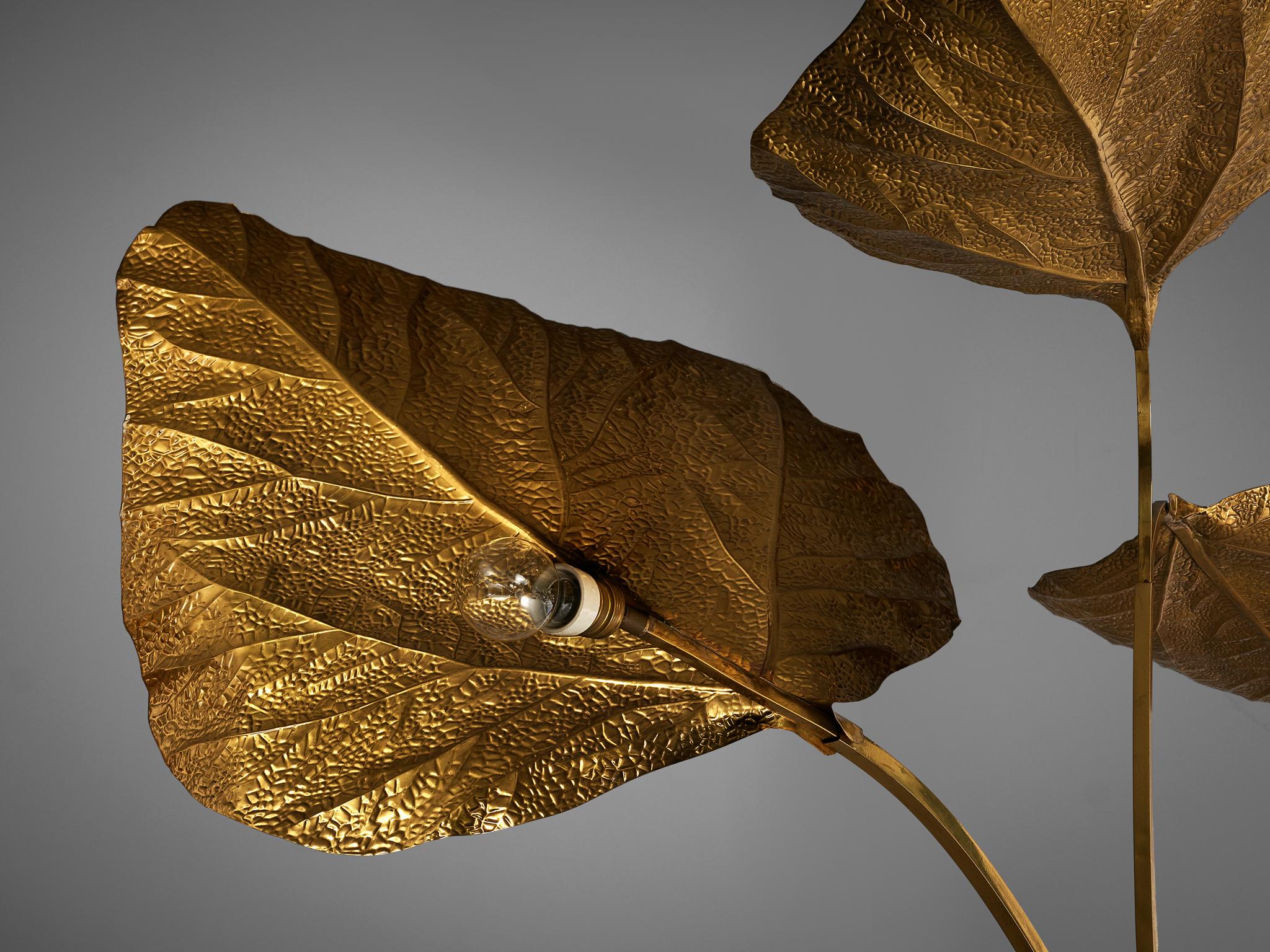 Tommaso Barbi Organic Leaf Floor Lamp in Brass 2