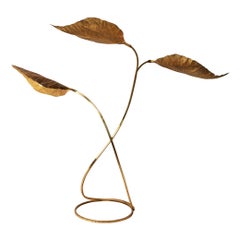 Tommaso Barbi Organic Leaf Floor Lamp in Brass