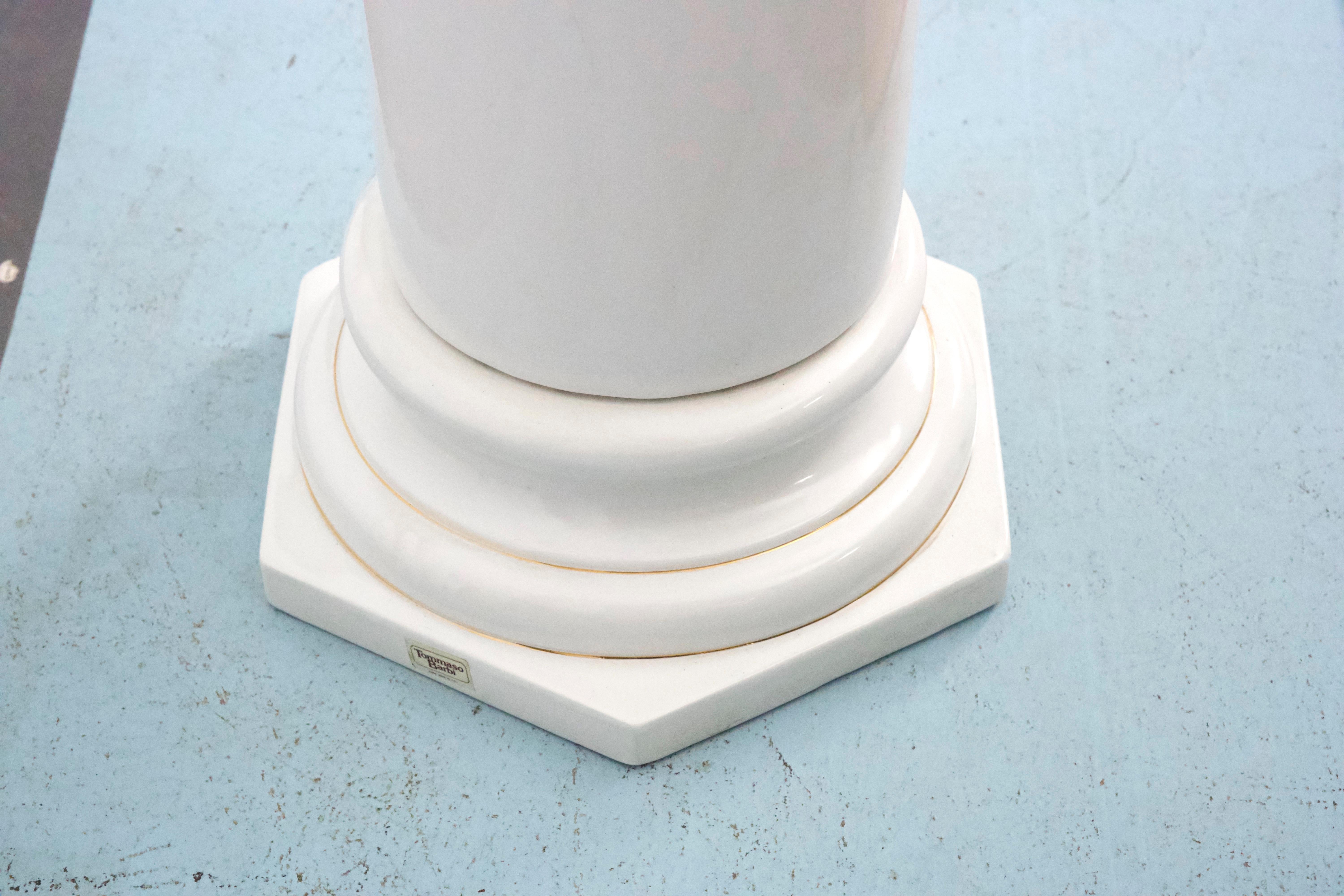 Tommaso Barbi Oversized White Ceramic Vase with Gold Details and Column, Italy For Sale 9