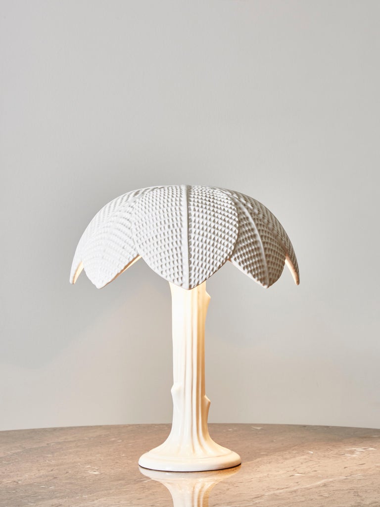 Mid-Century Modern Tommaso Barbi Palm Tree Ceramic Table Lamp For Sale