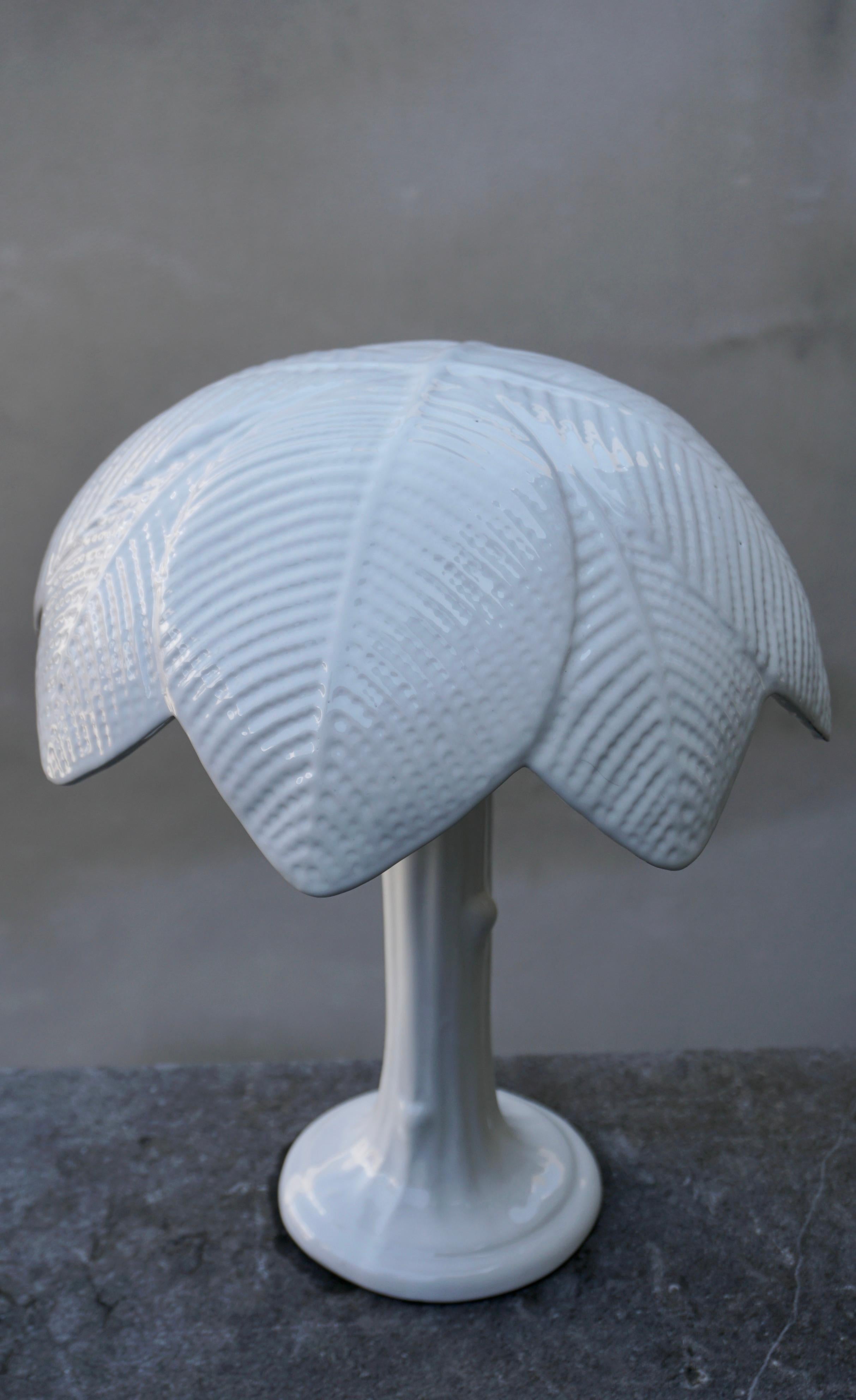 Italian Tommaso Barbi Palm Tree Ceramic Table Lamp