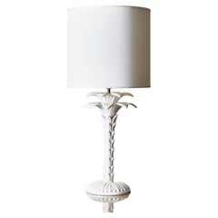 Tommaso Barbi Palm Tree White Glazed Ceramic Table Lamp