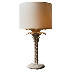 Tommaso Barbi Palm Tree White Glazed Ceramic Table Lamp