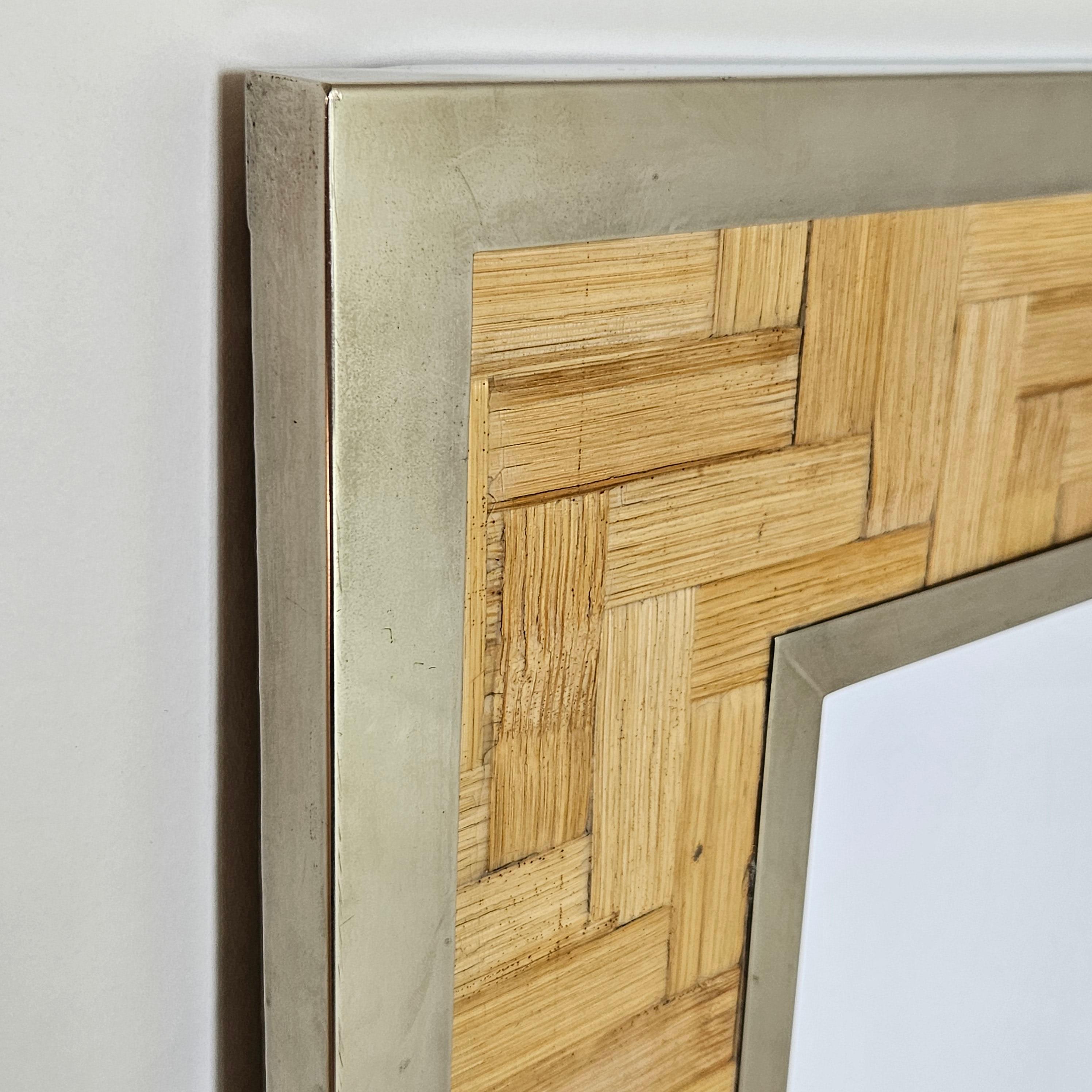 Tommaso Barbi Picture Frame in Rattan and Plated Silver, 1980s For Sale 5