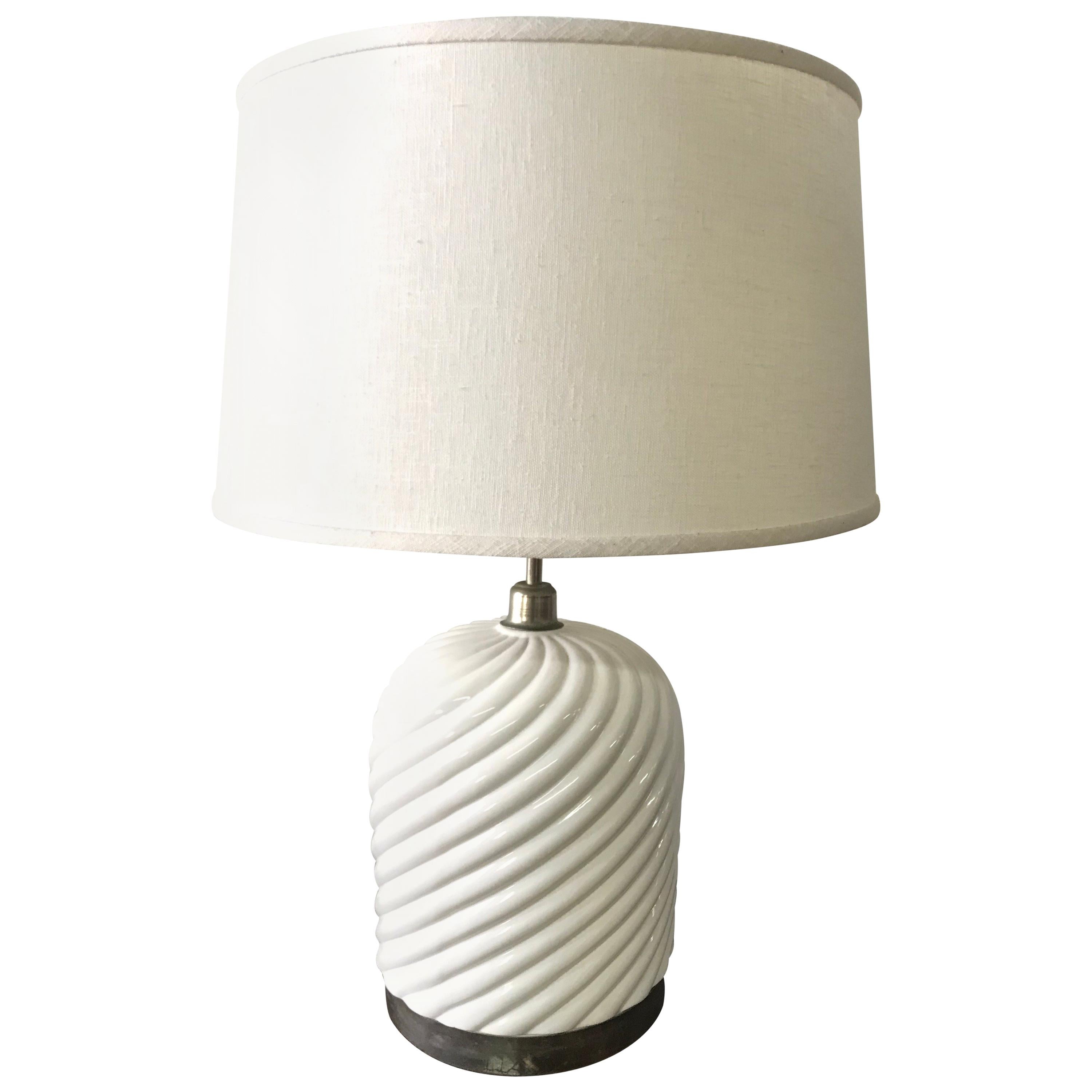 Tommaso Barbi Porcelain Ceramic and Chrome Table Lamp For Sale