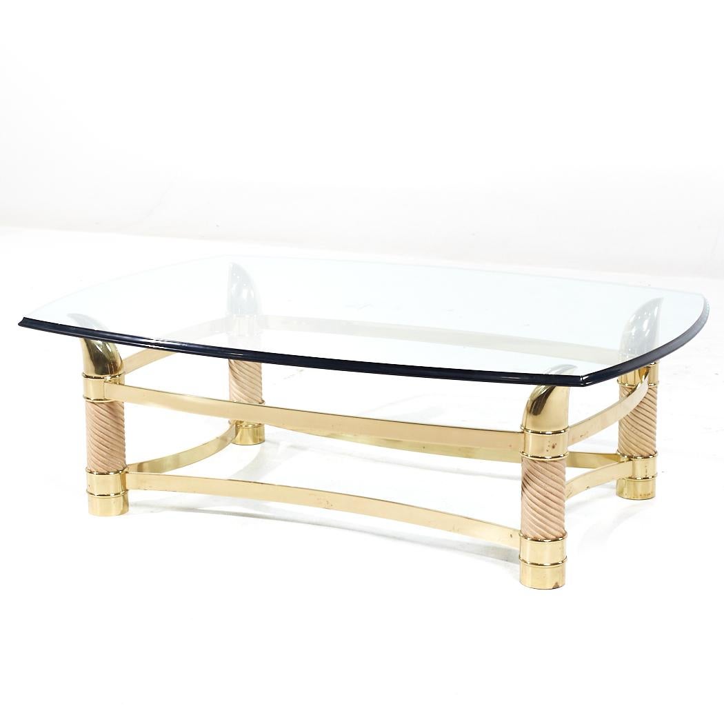 Post-Modern Tommaso Barbi Postmodern Italian Brass Faux Tusk Coffee Table For Sale