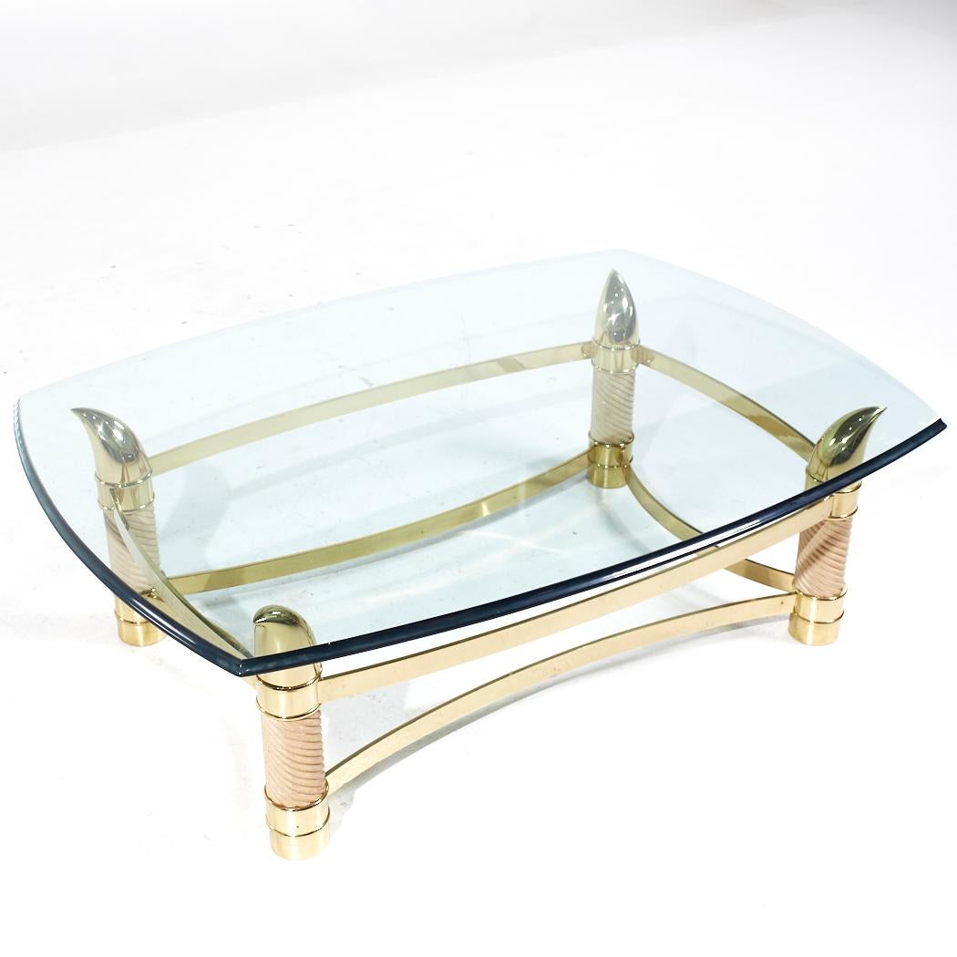Tommaso Barbi Postmodern Italian Brass Faux Tusk Coffee Table In Good Condition For Sale In Countryside, IL