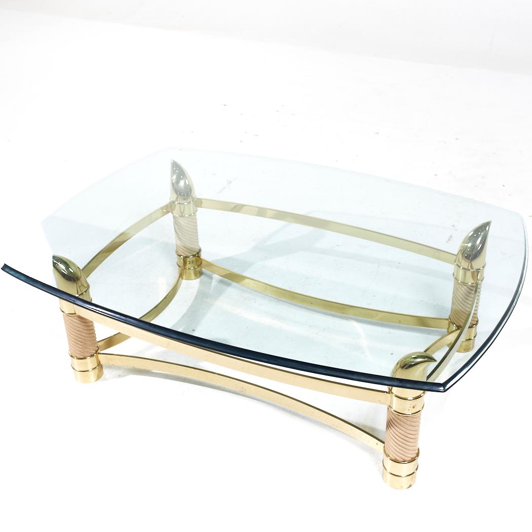 Contemporary Tommaso Barbi Postmodern Italian Brass Faux Tusk Coffee Table For Sale