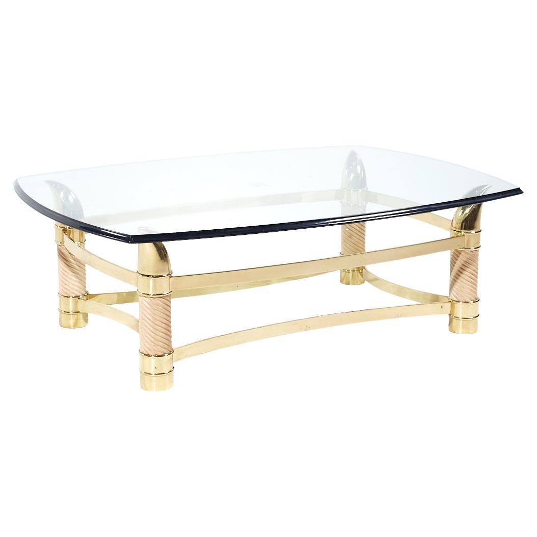 Tommaso Barbi Postmodern Italian Brass Faux Tusk Coffee Table For Sale