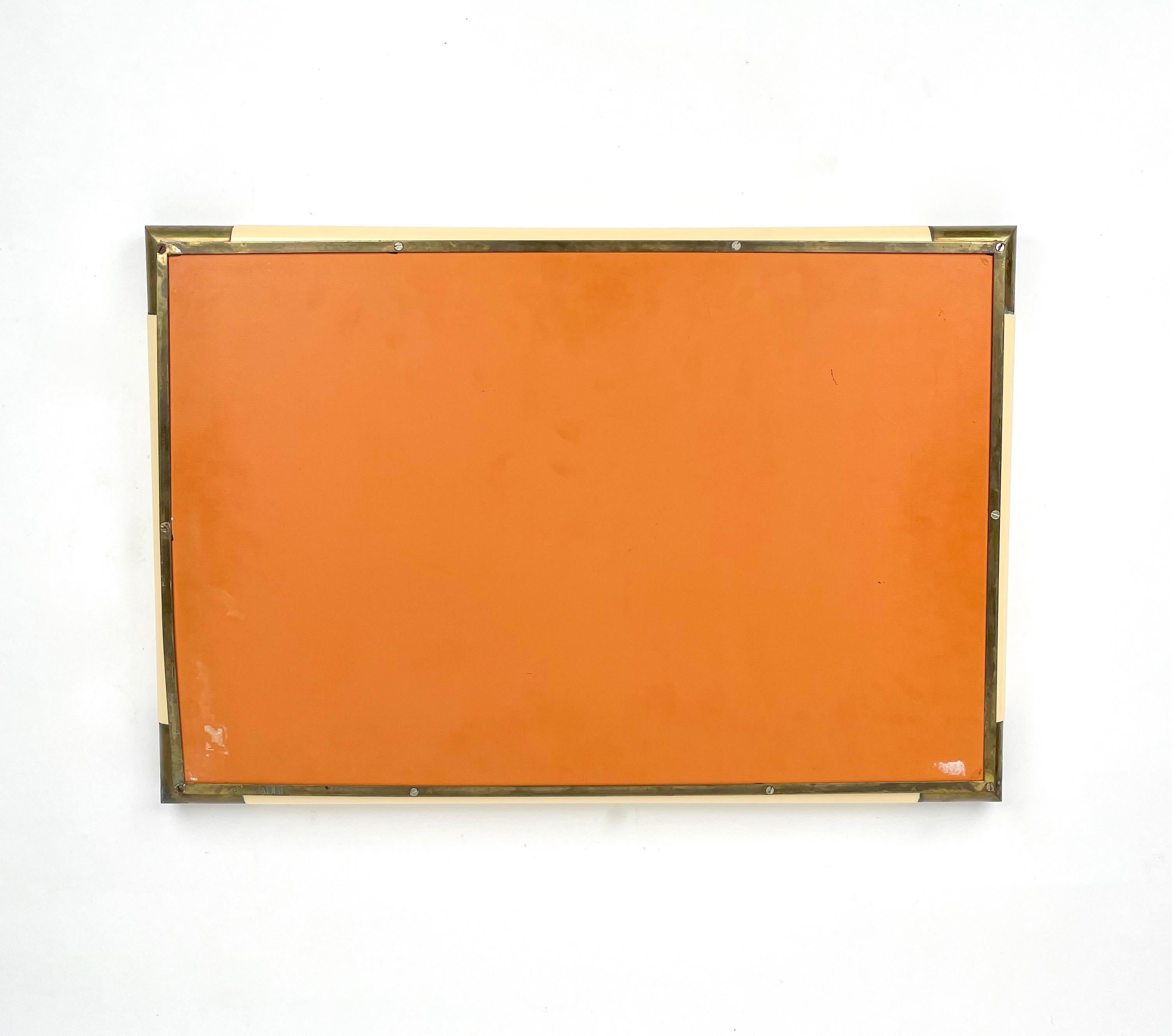 Tommaso Barbi Rectangular Brass & Mirror Centerpiece Tray, Italy, 1970s 5