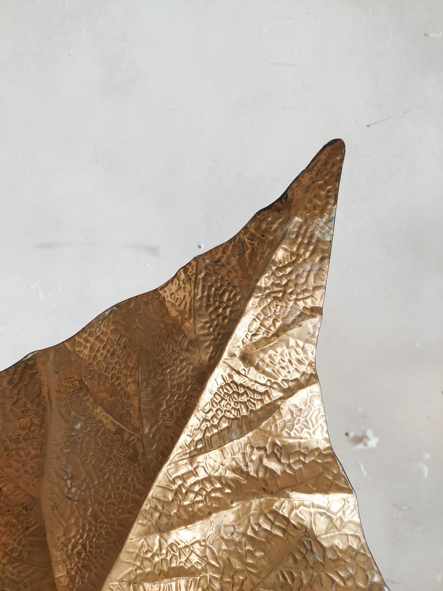 Tommaso Barbi rhubarb leaf brass floor lamp for Carlo Giorgi, Italy, 1970s 8