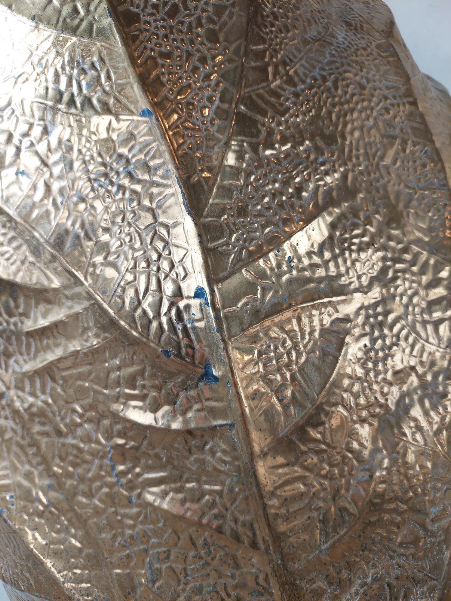 Polished Tommaso Barbi rhubarb leaf brass floor lamp for Carlo Giorgi, Italy, 1970s