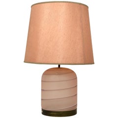 Tommaso Barbi Rose Pink Table Lamp in Murano Glass and Brass, Italy, 1970s