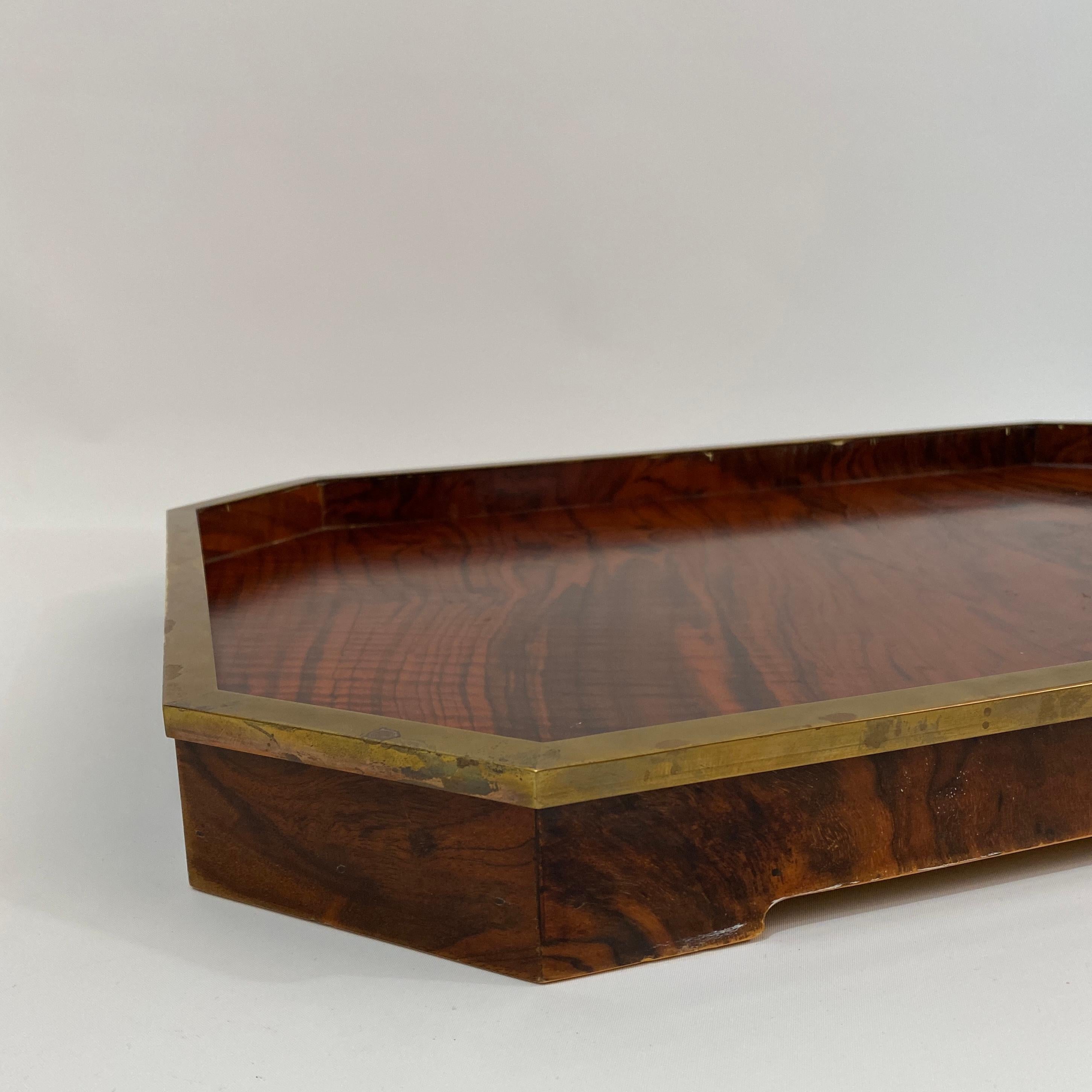 Tommaso Barbi Rosewood and Brass Tray For Sale 4