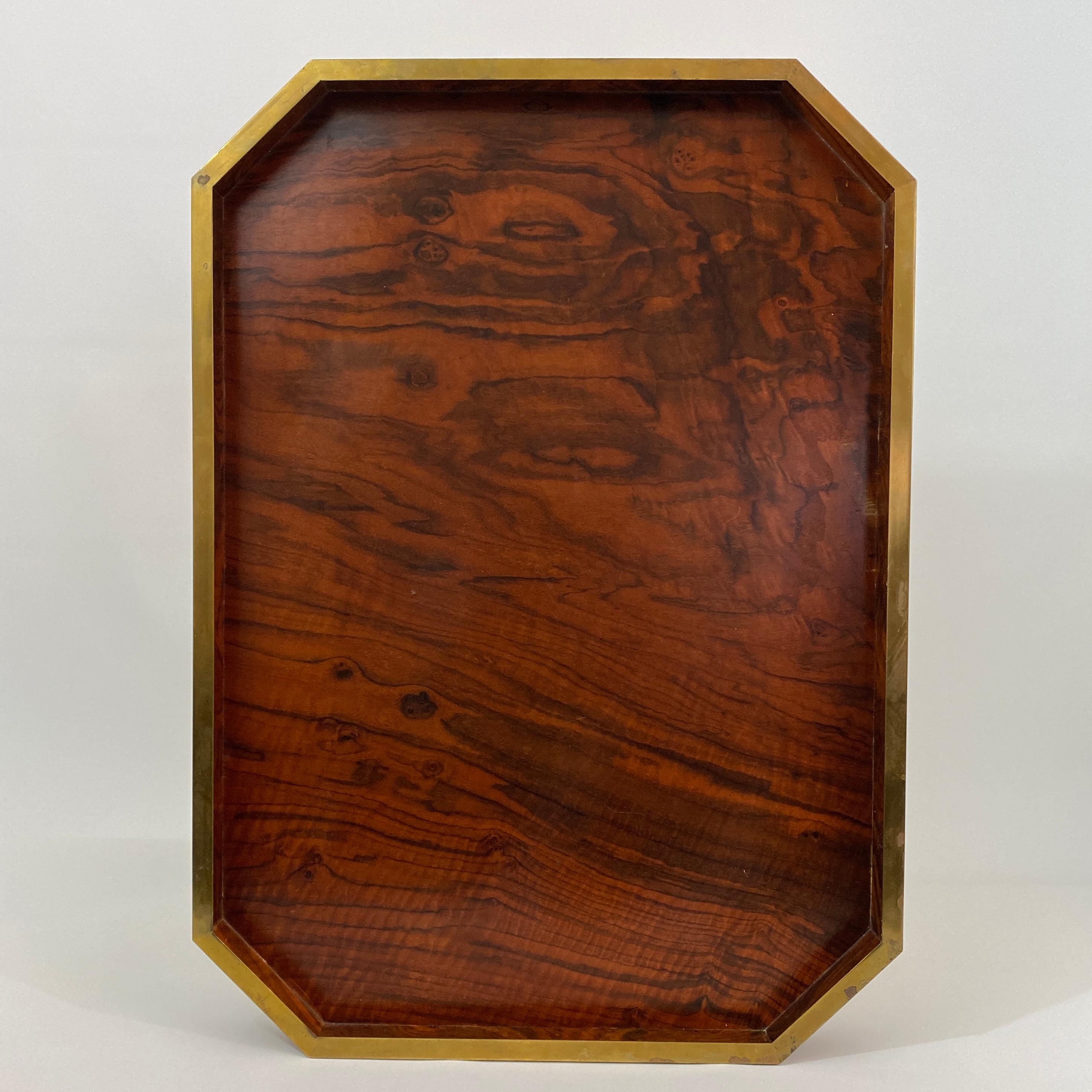 Tommaso Barbi Rosewood and Brass Tray For Sale 7