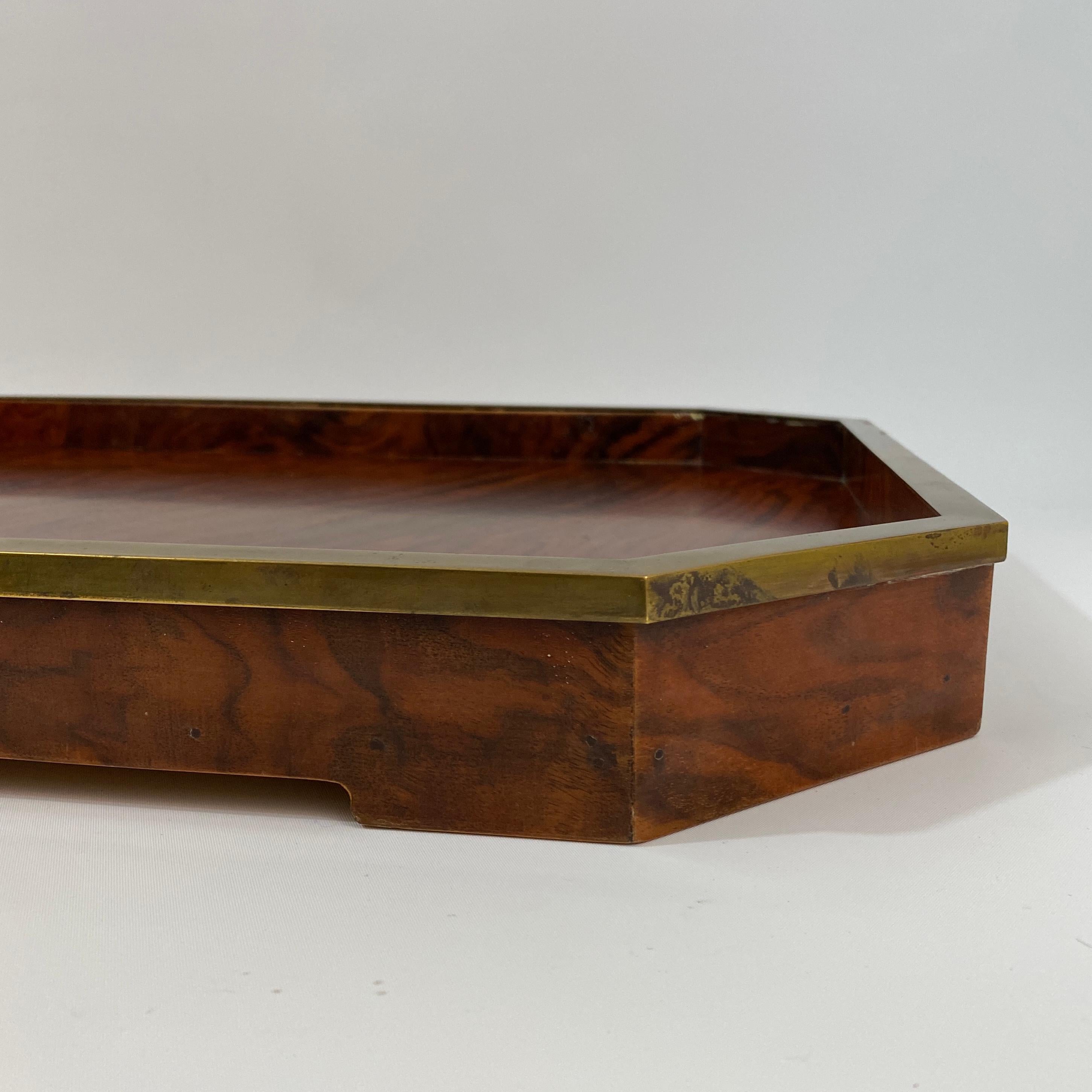 Tommaso Barbi Rosewood and Brass Tray For Sale 2