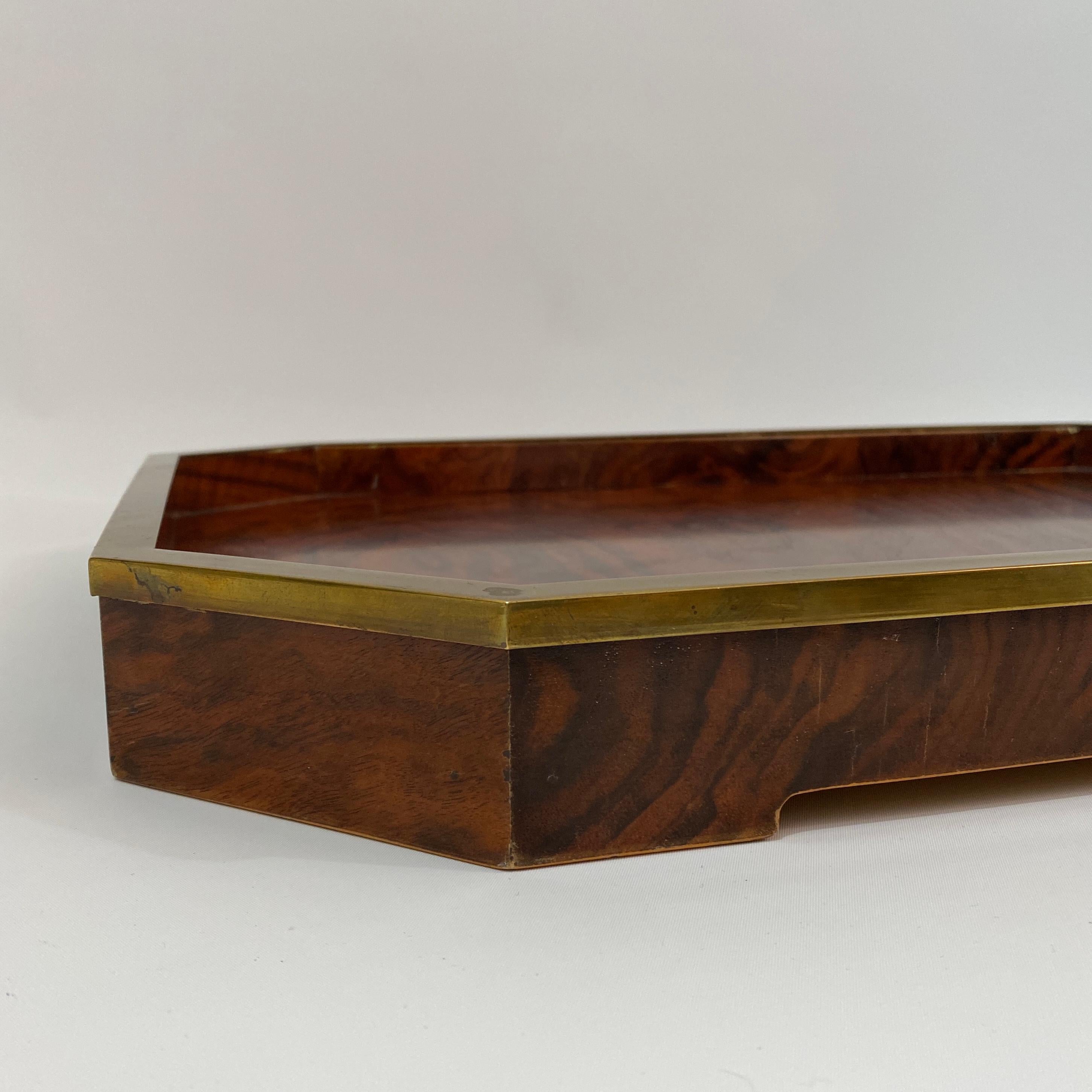 Tommaso Barbi Rosewood and Brass Tray For Sale 3