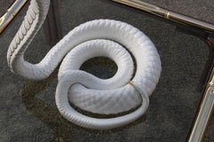Tommaso Barbi Sculpture Cobra Serpent Or Blanc Céramique Design italien, années 1970