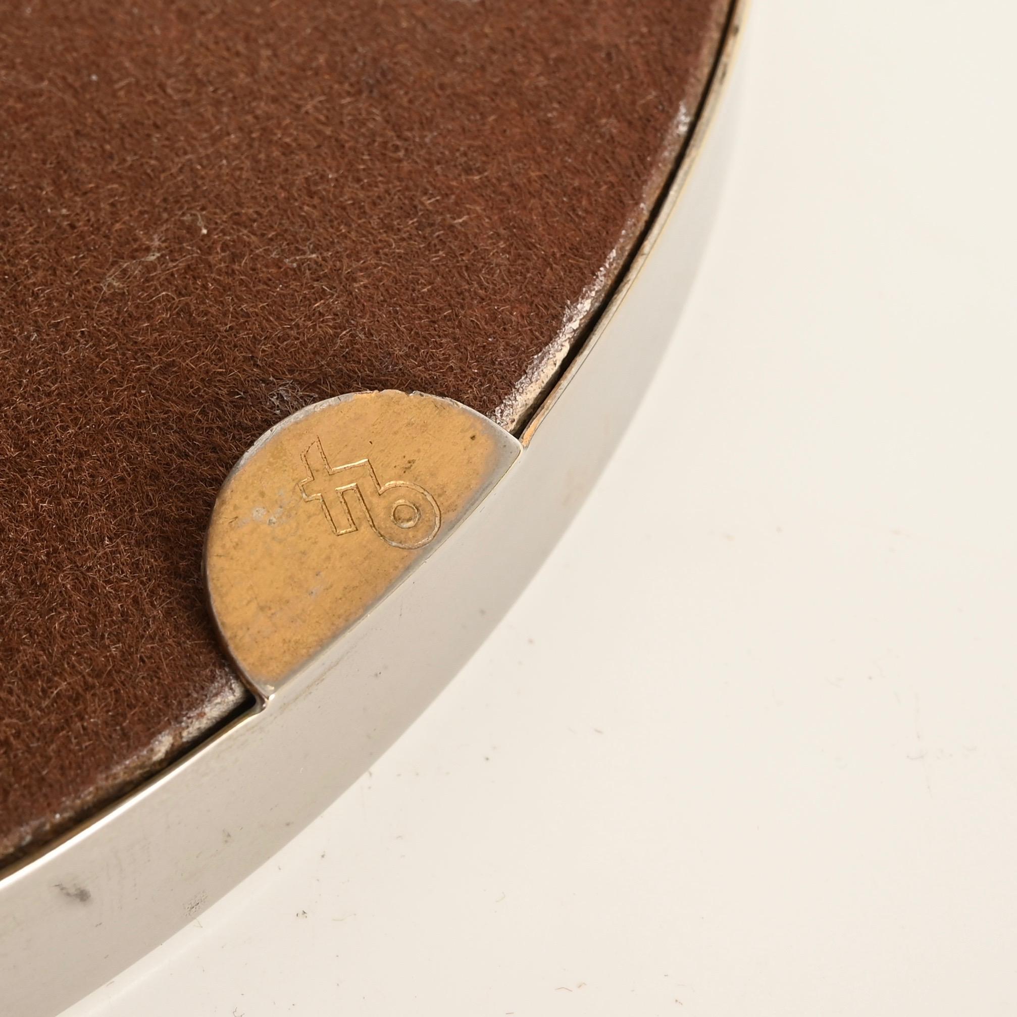Tommaso Barbi Signed Burl and Chrome Round Picture Frame, Italy 1970s For Sale 2