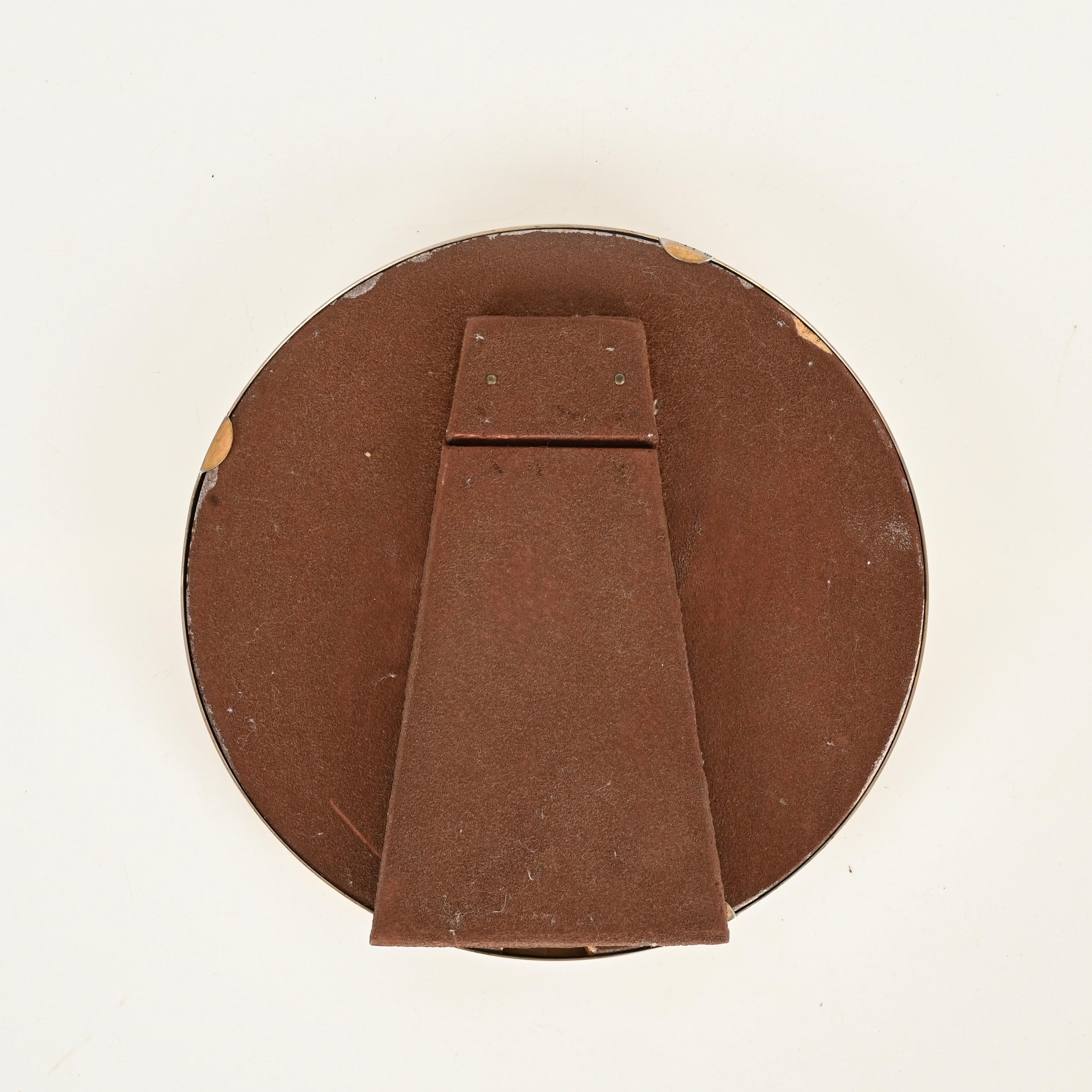 Tommaso Barbi Signed Burl and Chrome Round Picture Frame, Italy 1970s For Sale 1