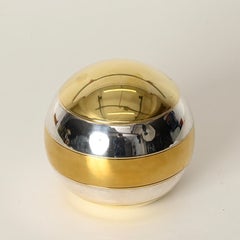 Tommaso Barbi Signed “Egg” Ashtrays / Catchall in Brass & Chrome, Italy 1970s