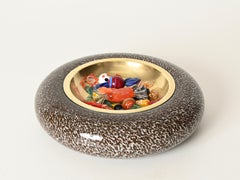 Posacenere o portavalori in vetro di Murano e ottone firmato da Tommaso Barbi, Italia, anni '70