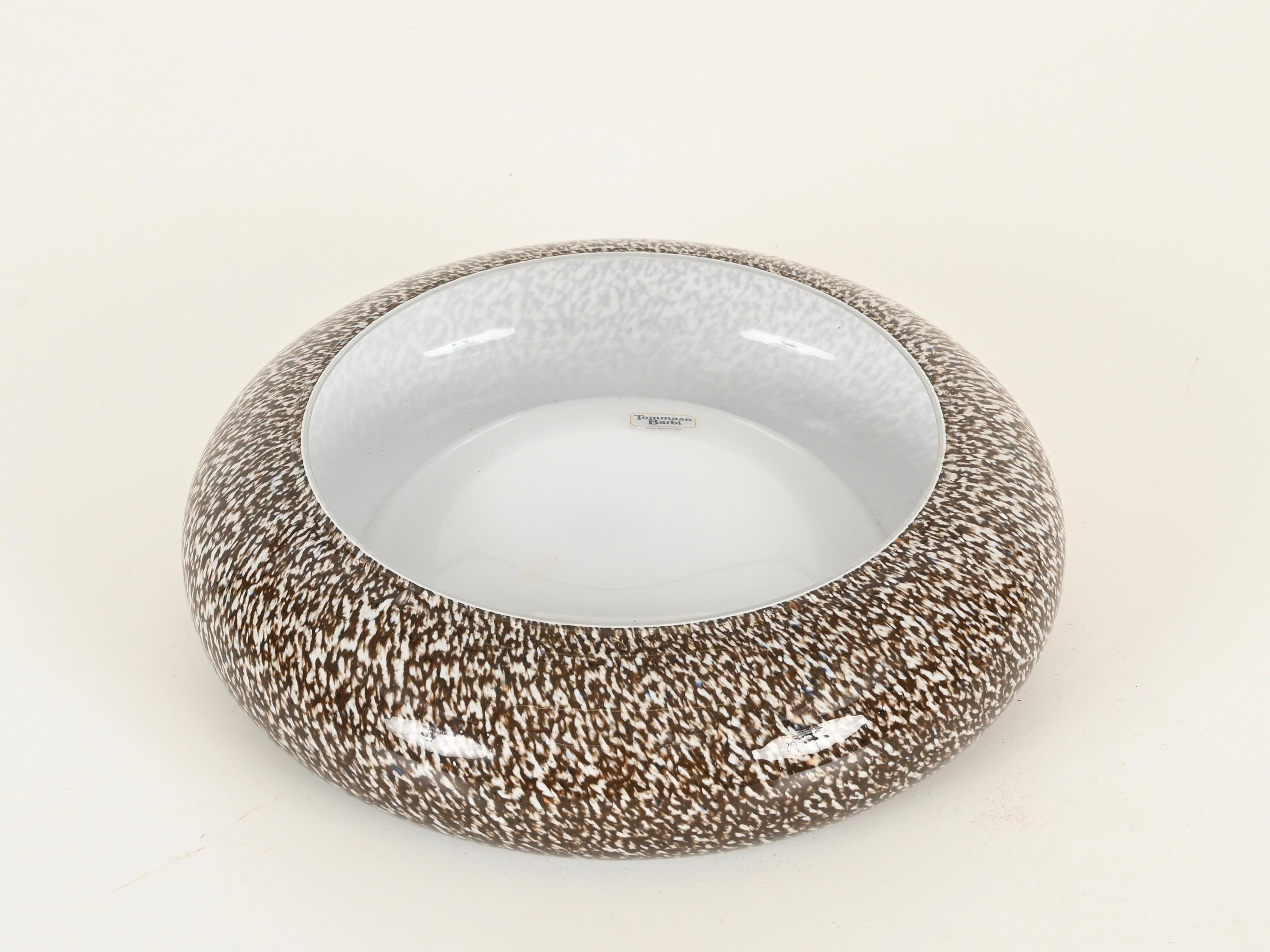 Tommaso Barbi Signiert Murano Glas und Messing Aschenbecher oder Valet Tablett, Italien 1970er im Angebot 1