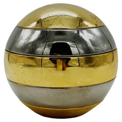 Vintage Tommaso Barbi Sphere Stacked Brass and Chrome Bowls, 1970s