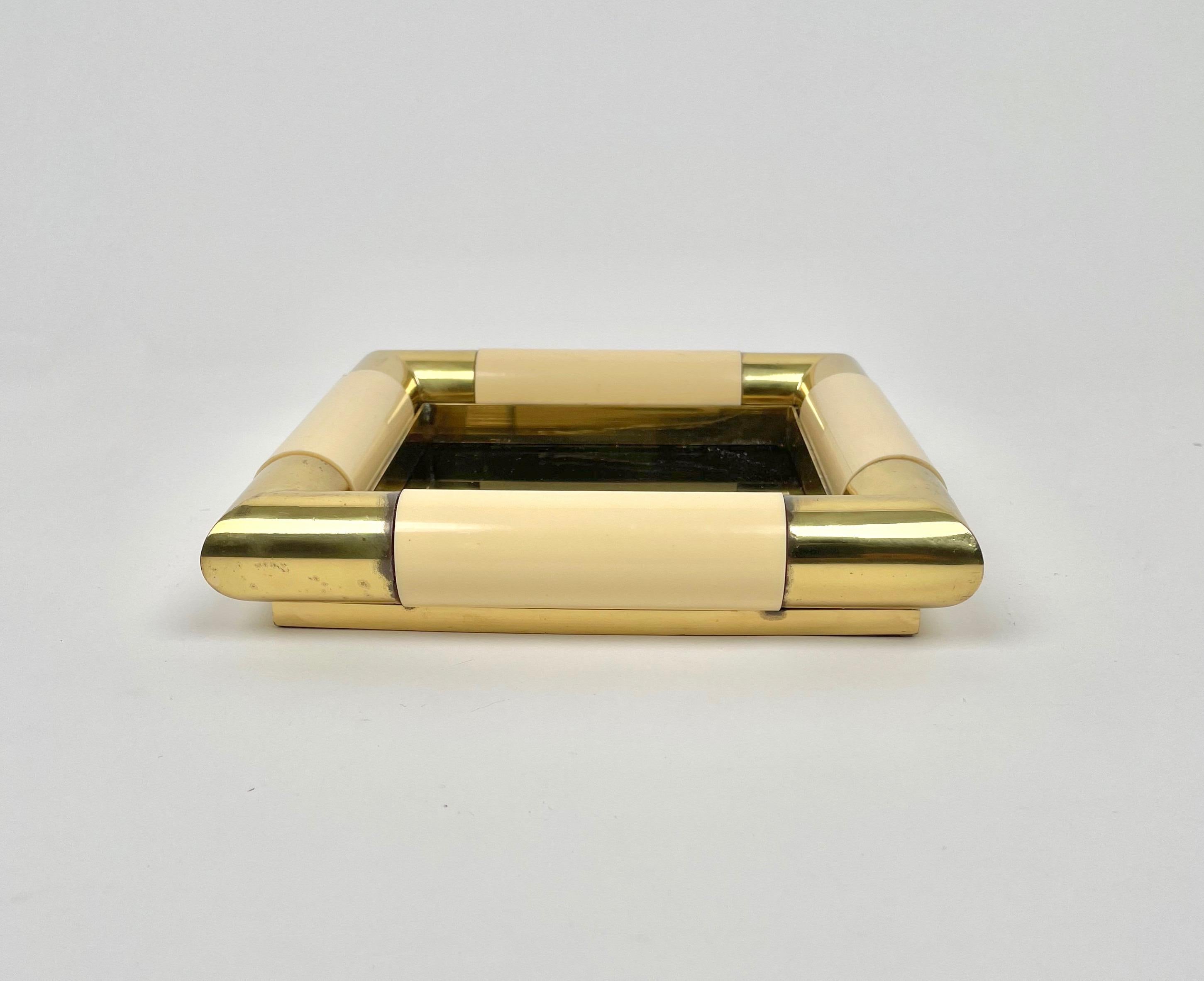 Tommaso Barbi Squared Brass & Mirror Vide Poche, Italy, 1970s 1