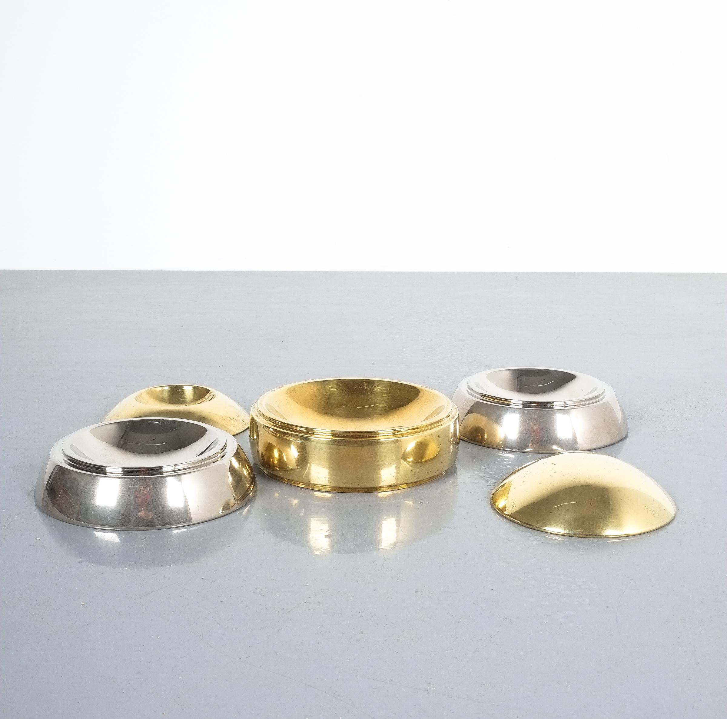 Tommaso Barbi Stacked Brass and Chrome Bowls In Good Condition In Vienna, AT