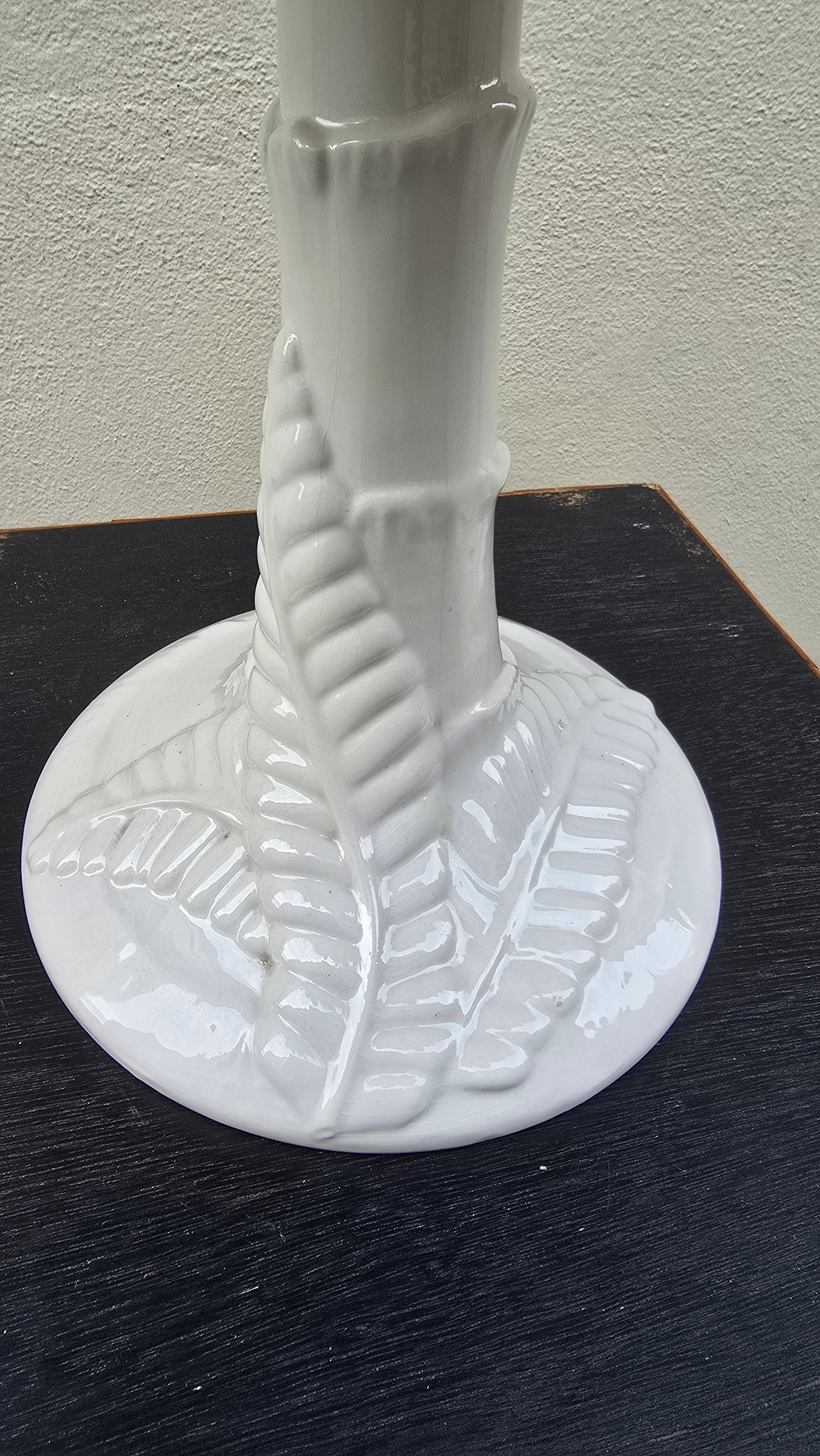 Ceramic Tommaso Barbi Style White Palm Tree Table Lamp, Italy For Sale