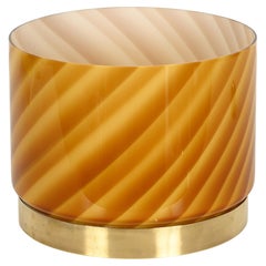 Cachepot o centrotavola in vetro di Murano e ottone "Sun" di Tommaso Barbi, Italia 1960