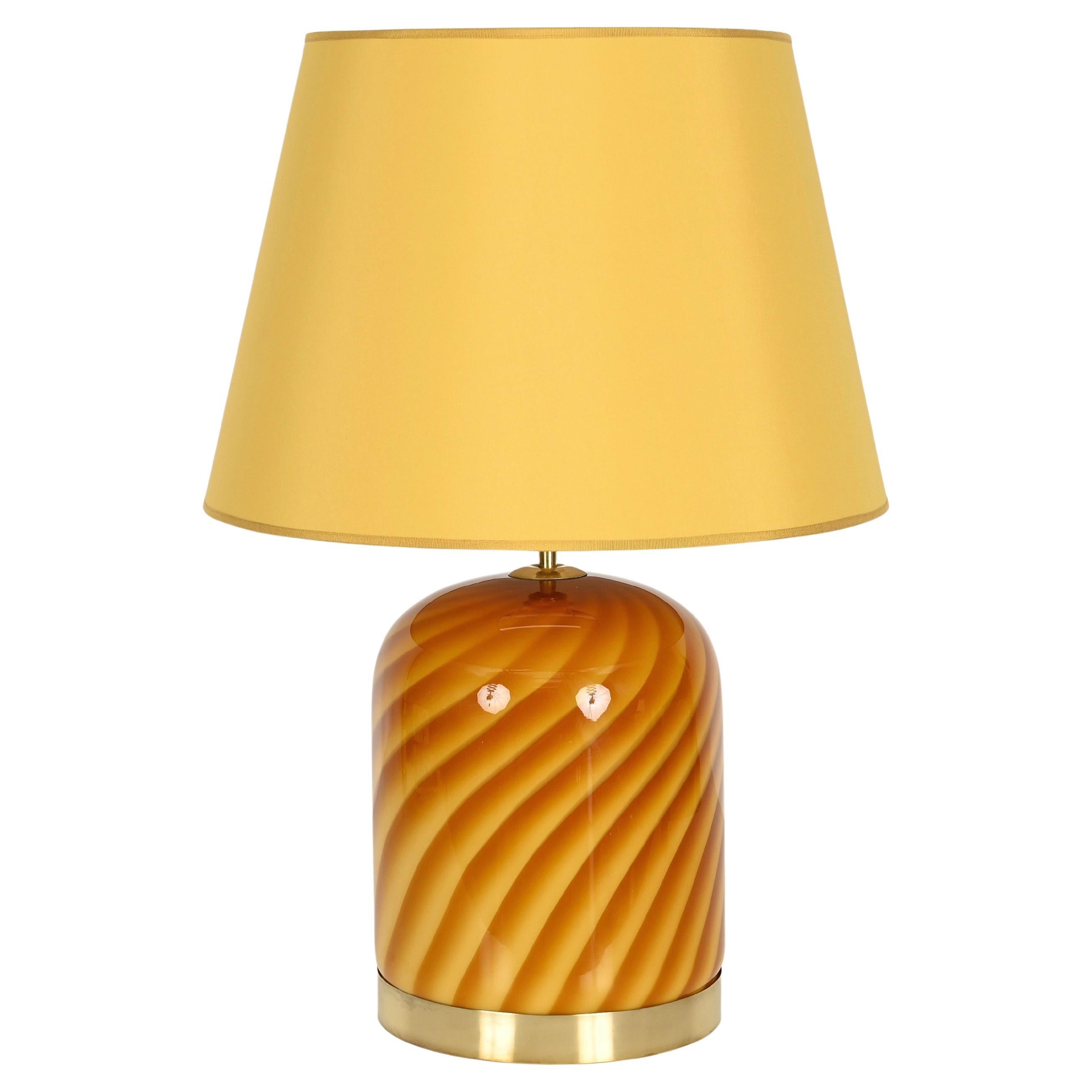 Lampada da tavolo in vetro di Murano e ottone "Sun" di Tommaso Barbi, Italia, anni '60