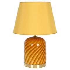 Lampada da tavolo in vetro di Murano e ottone "Sun" di Tommaso Barbi, Italia, anni '60
