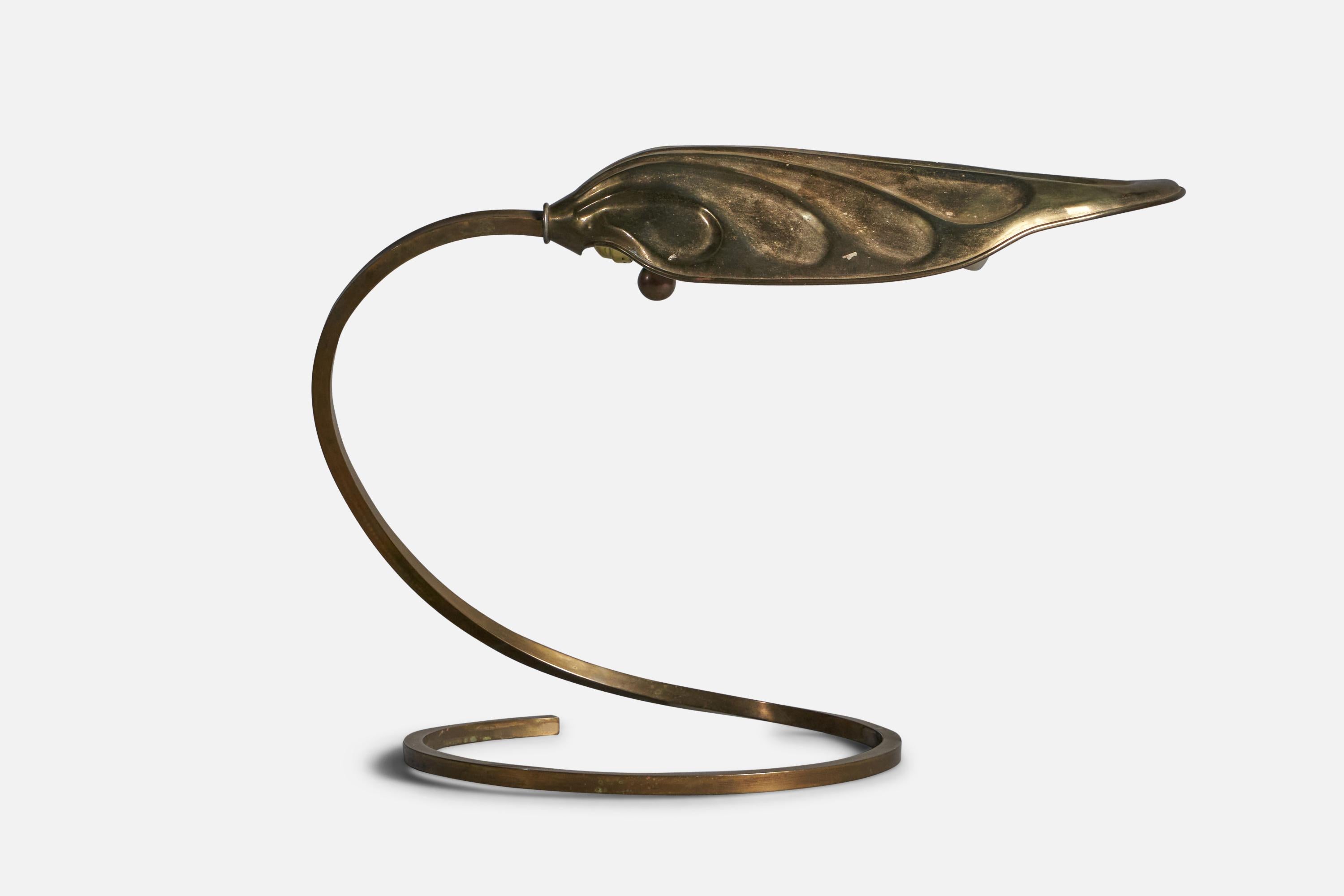 Italian Tommaso Barbi, Table Lamp, Brass, Italy, 1960s For Sale