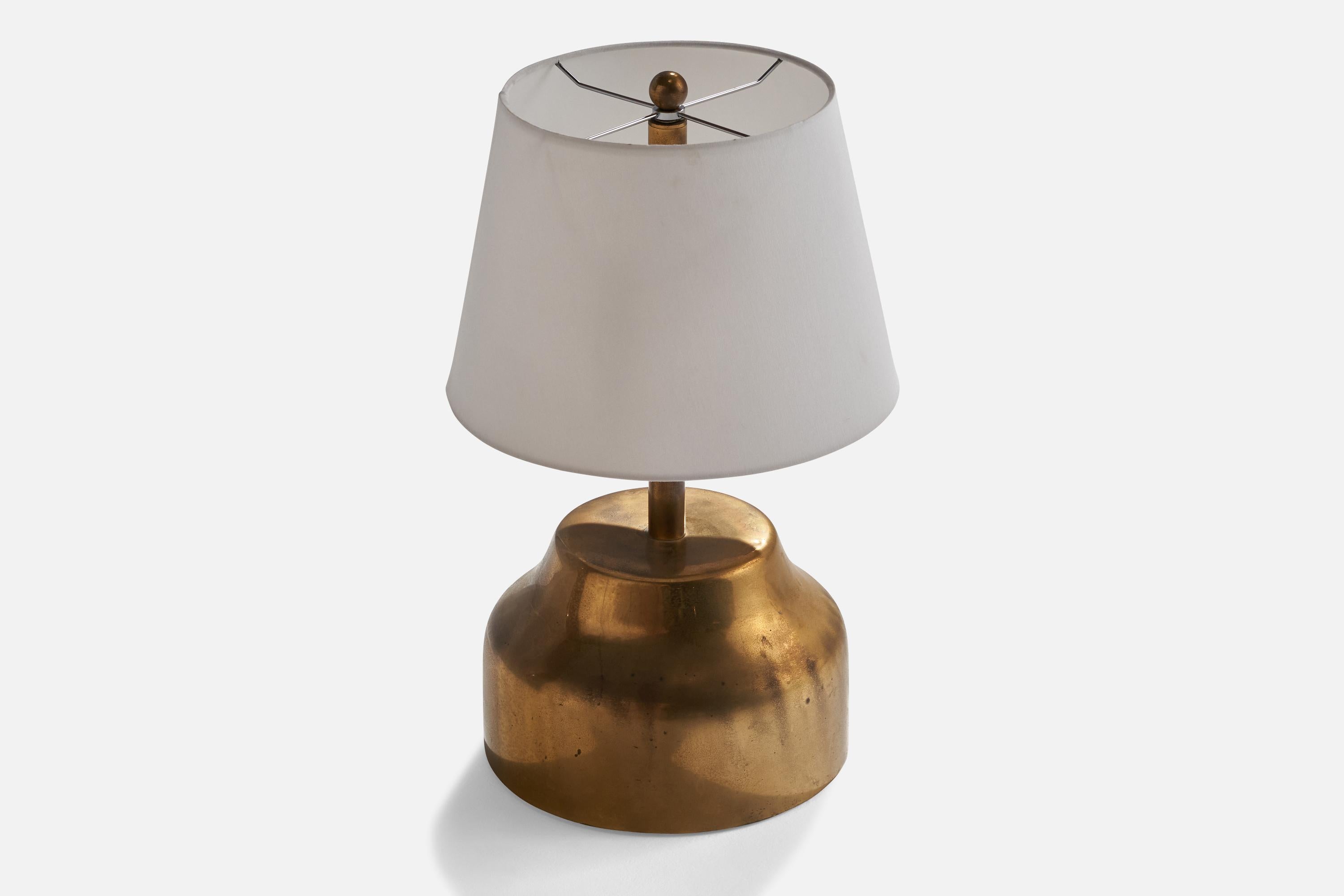 Italian Tommaso Barbi, Table Lamp, Brass, Italy, 1970s