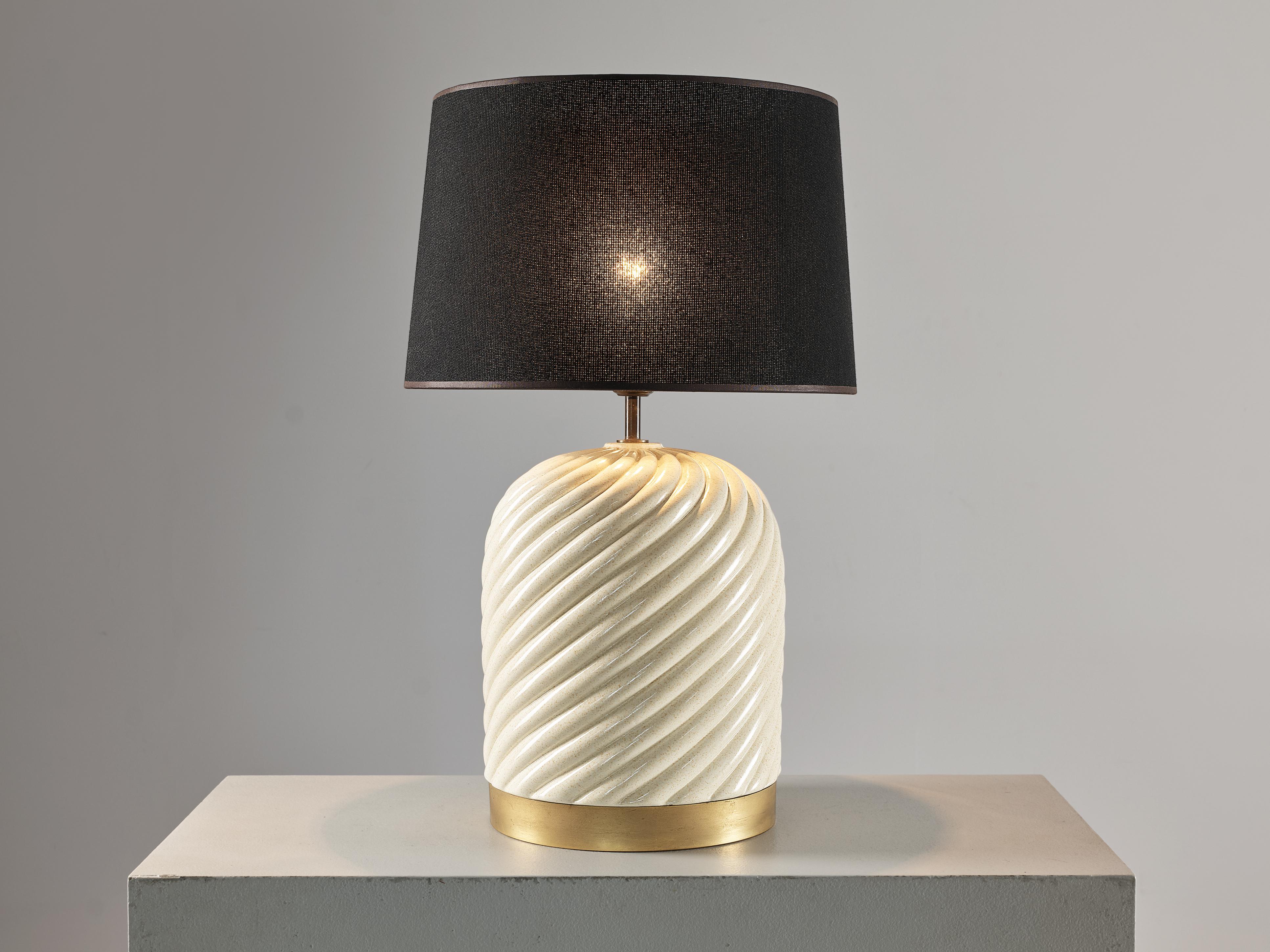 Mid-Century Modern Tommaso Barbi Table Lamp in Brass and Ceramic For Sale