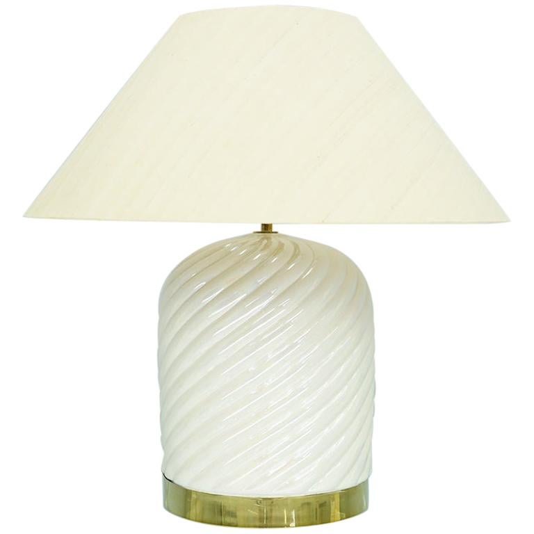 Tommaso Barbi Table Lamp in Ceramic and Brass, Italy, 1970s