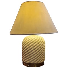 Tommaso Barbi Table Lamp, with Brass Base and Ceramic Stem