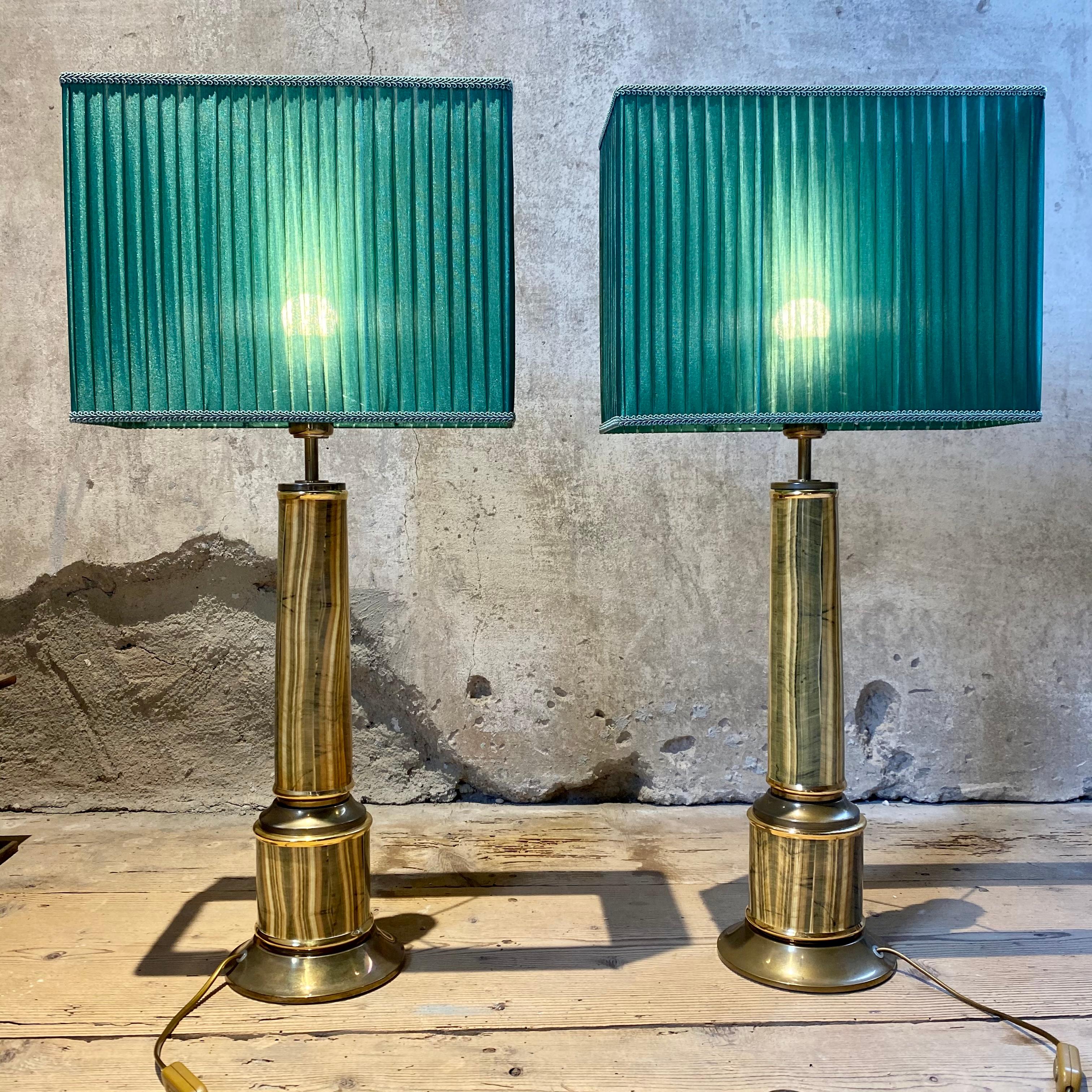 Tommaso Barbi Table Lamps in Marble and Brass, 1972 In Good Condition In Lonigo, Veneto