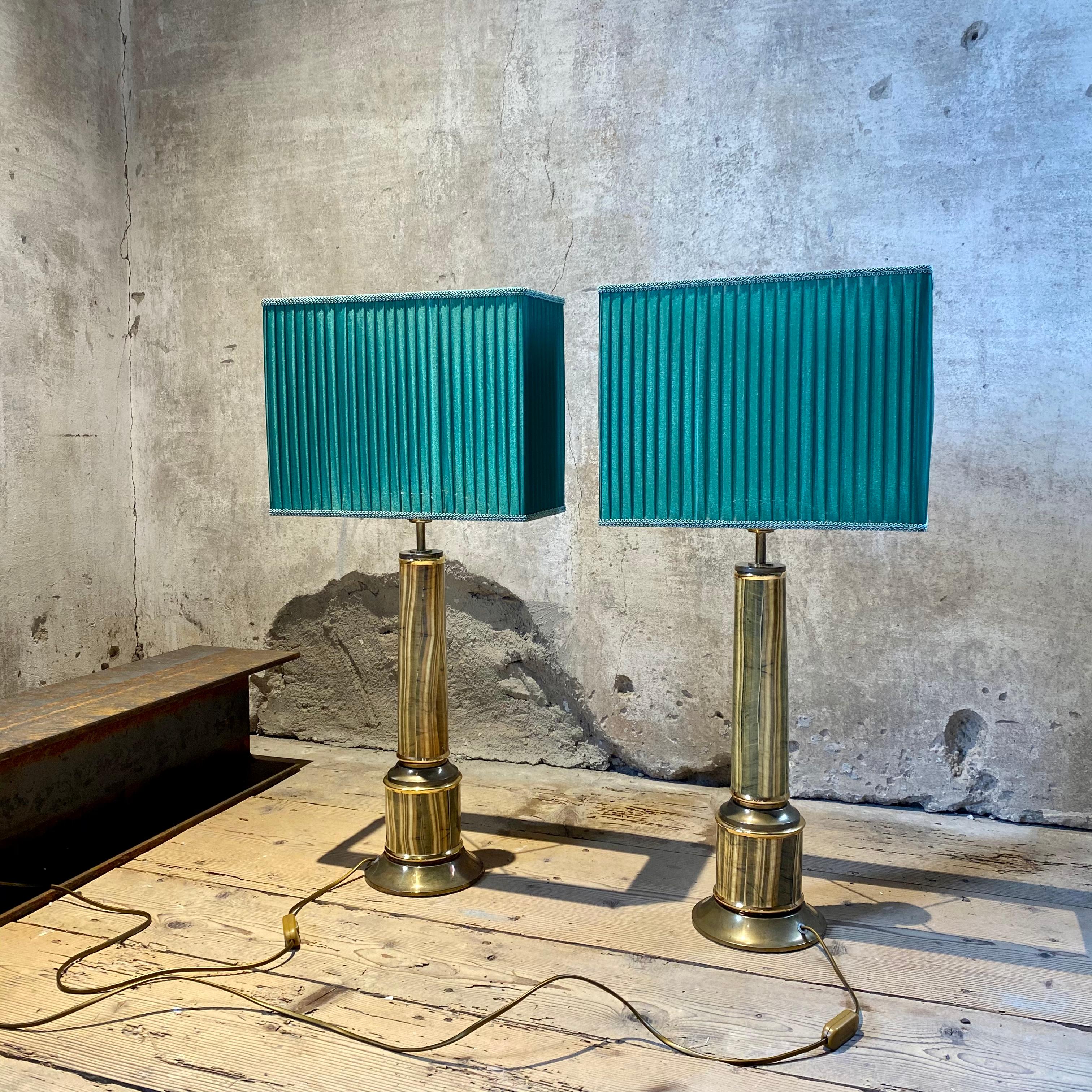 Tommaso Barbi Table Lamps in Marble and Brass, 1972 1