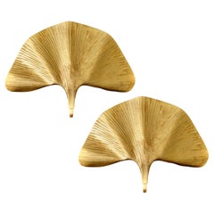 Vintage Tommaso Barbi "The Leaf Ginkgo" Brass Wall Light and Sconces, 1970