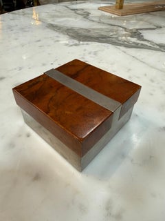 Tommaso Barbi Vintage Burl Wood & Brushed Metal Box