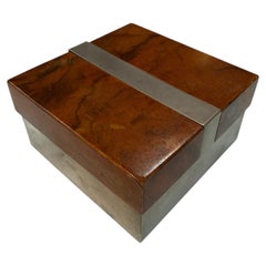 Tommaso Barbi Vintage Burl Wood & Brushed Metal Box