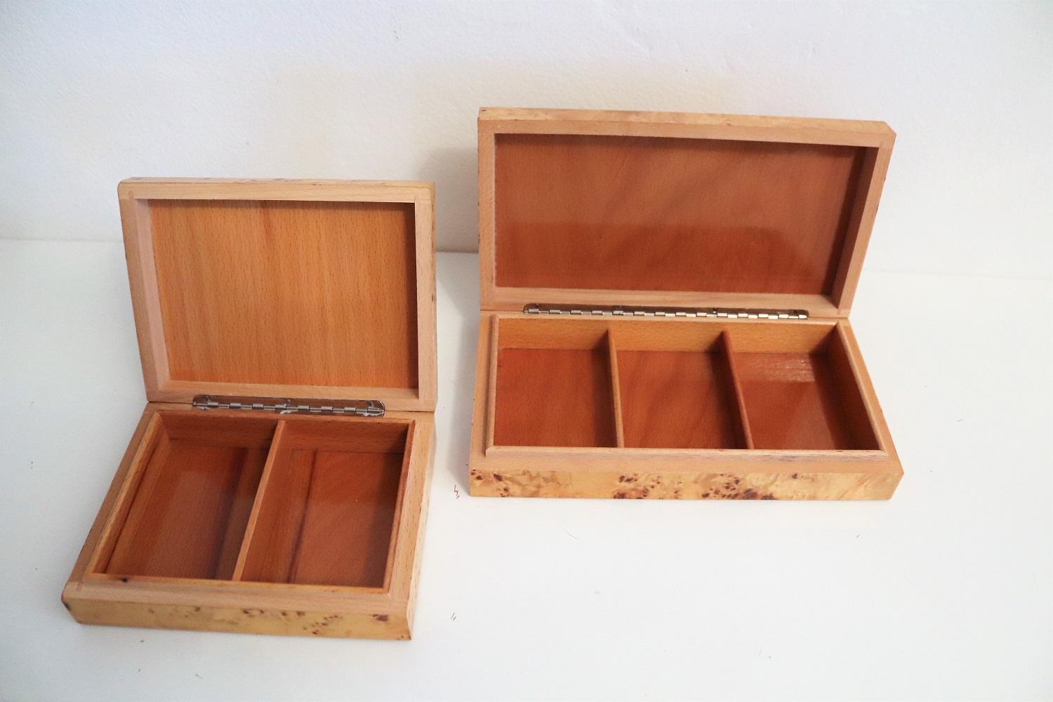Tommaso Barbi Vintage Burl Wood Decorative Boxes, Italy 1970s, Set of Two 3