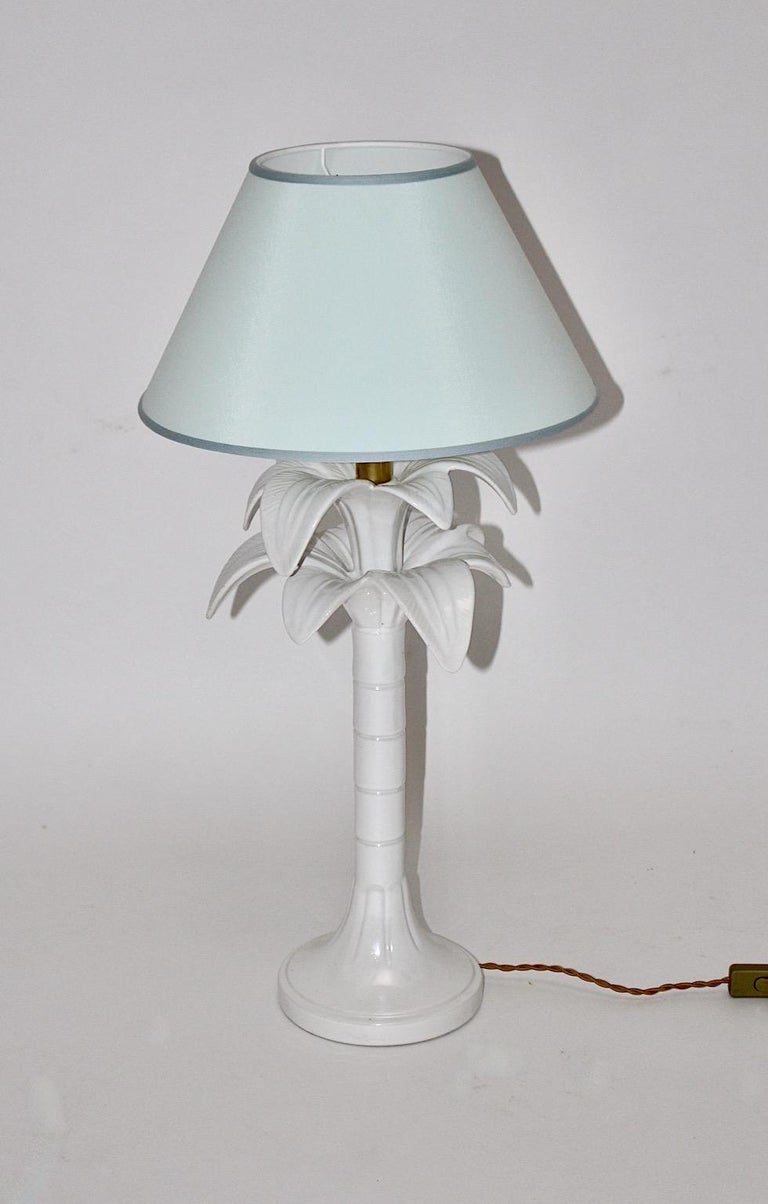 Tommaso Barbi Vintage White Ceramic Brass Palm Tree Table Lamp 1970s Italy  For Sale at 1stDibs | tommaso barbi palm light, tomasso barbi palm light, tommaso  barbi palm lamp