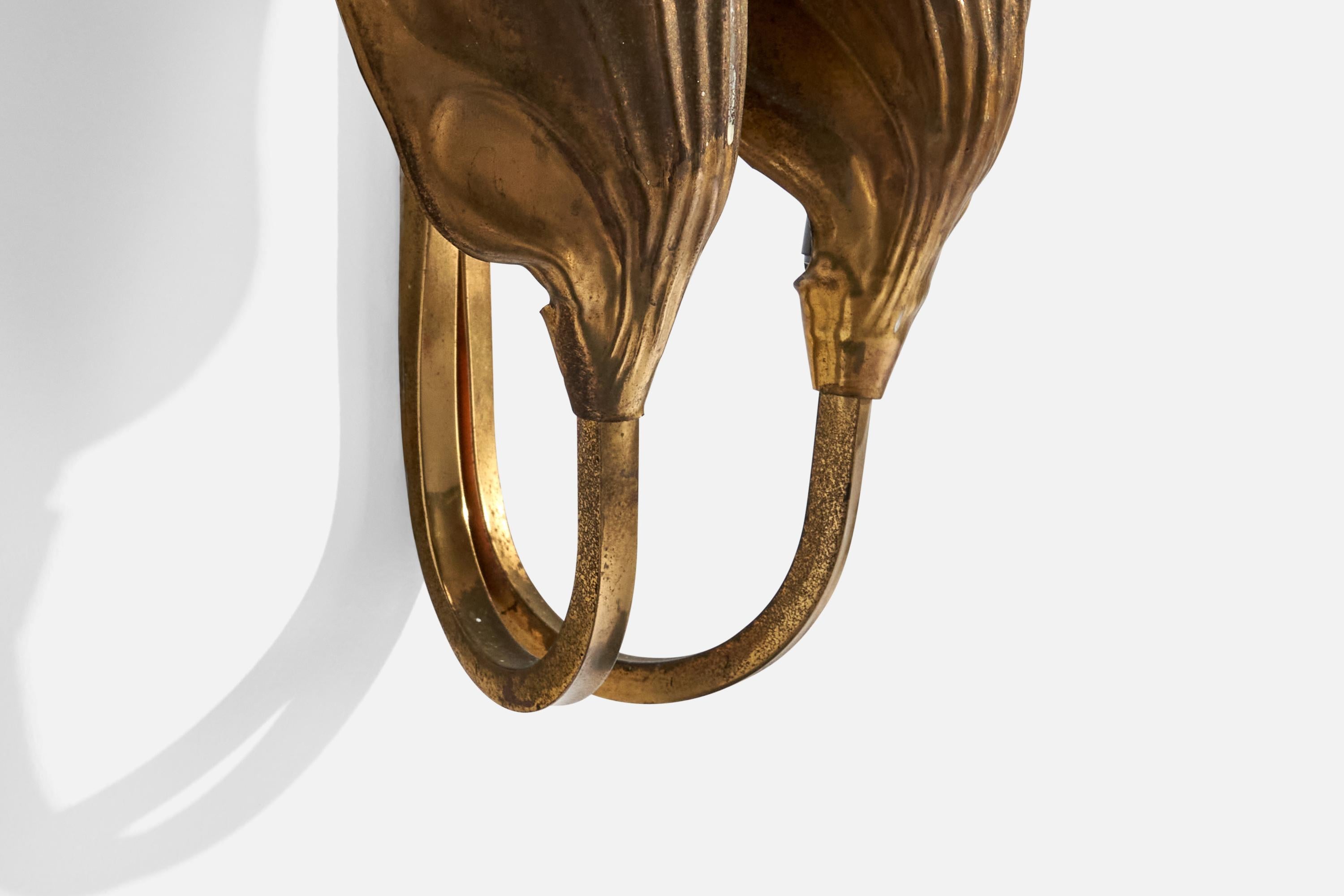 Mid-20th Century Tommaso Barbi, Wall Light, Brass, Italy, 1950s For Sale