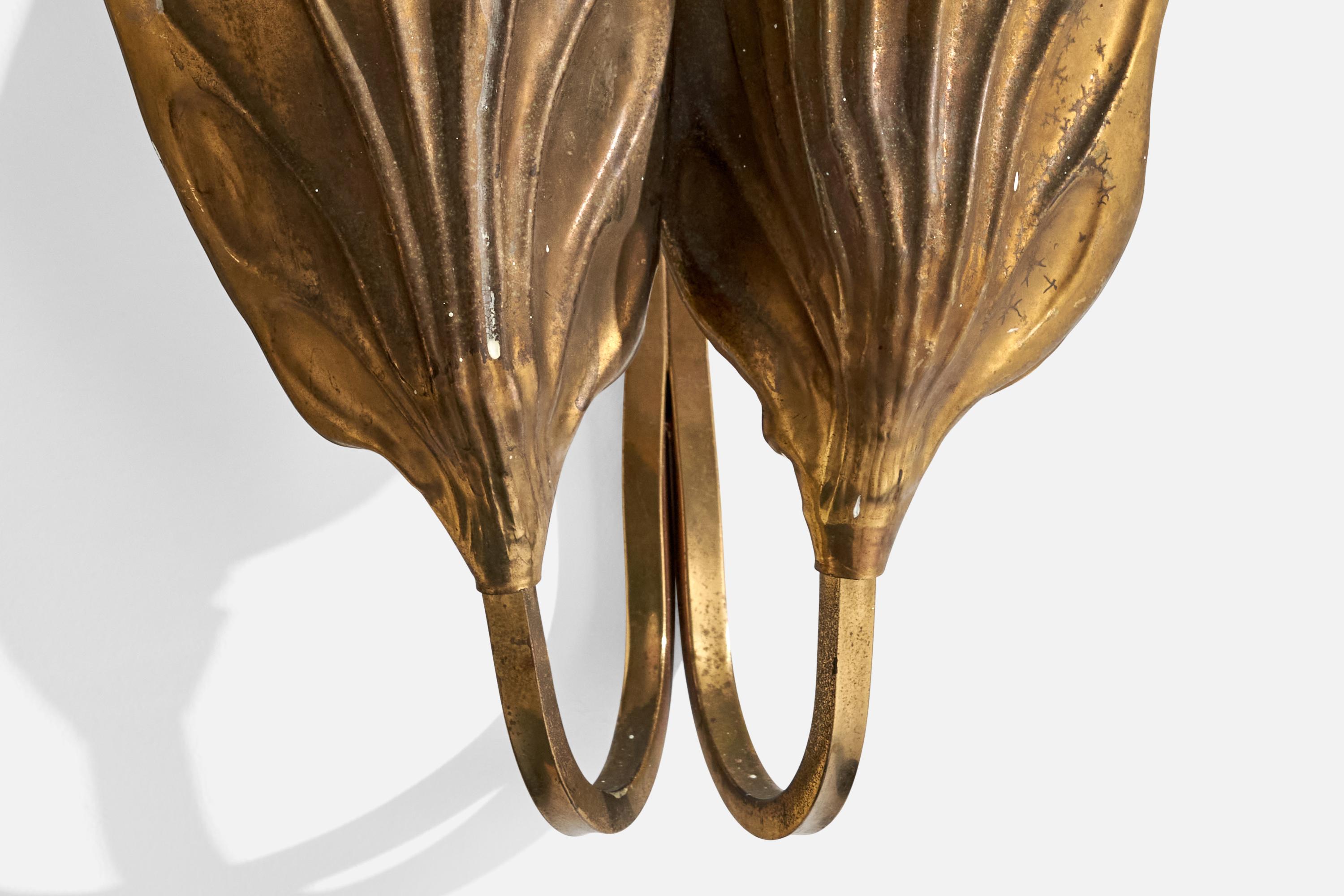 Tommaso Barbi, Wall Light, Brass, Italy, 1950s For Sale 2