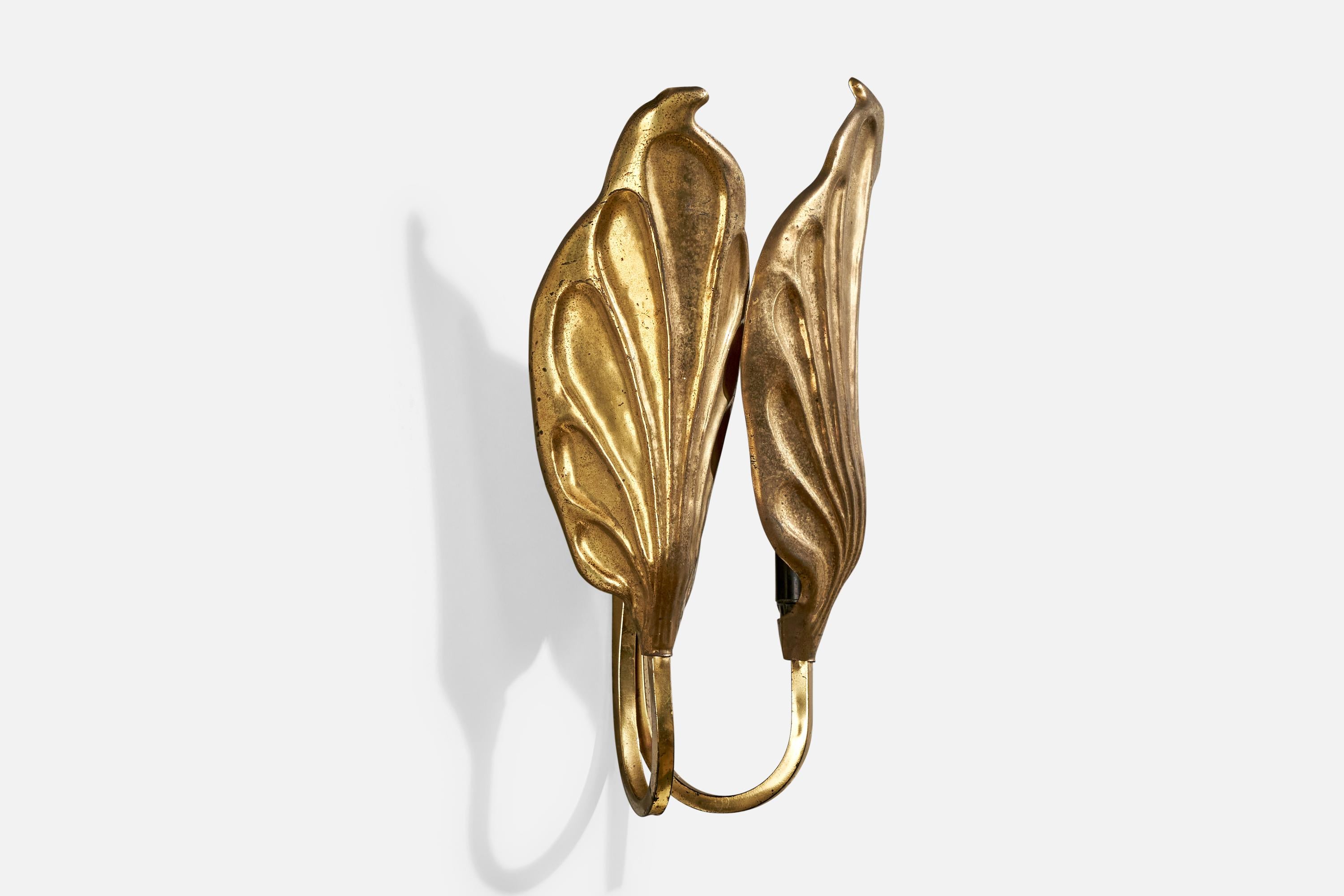 Italian Tommaso Barbi, Wall Light, Brass, Italy, 1970s