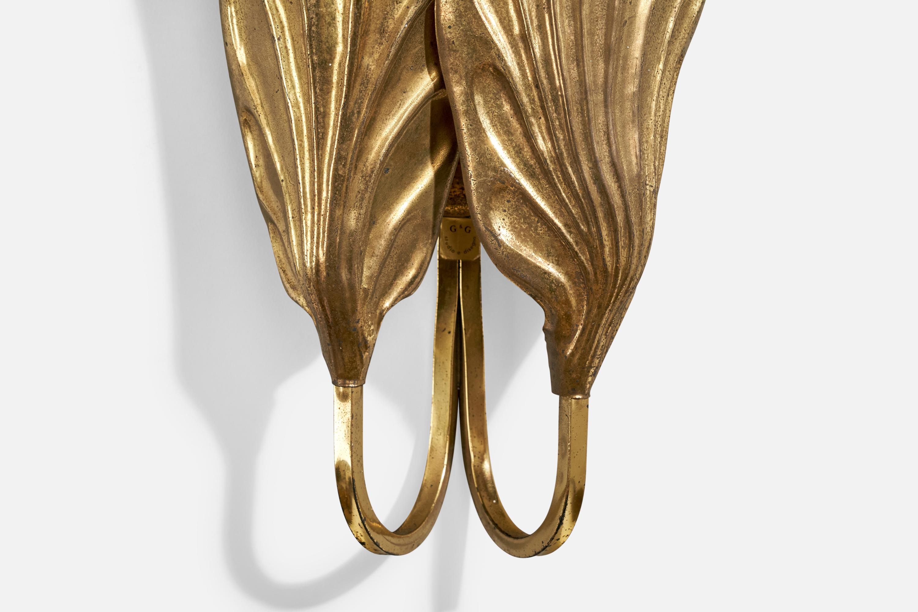 Tommaso Barbi, Wall Light, Brass, Italy, 1970s 1